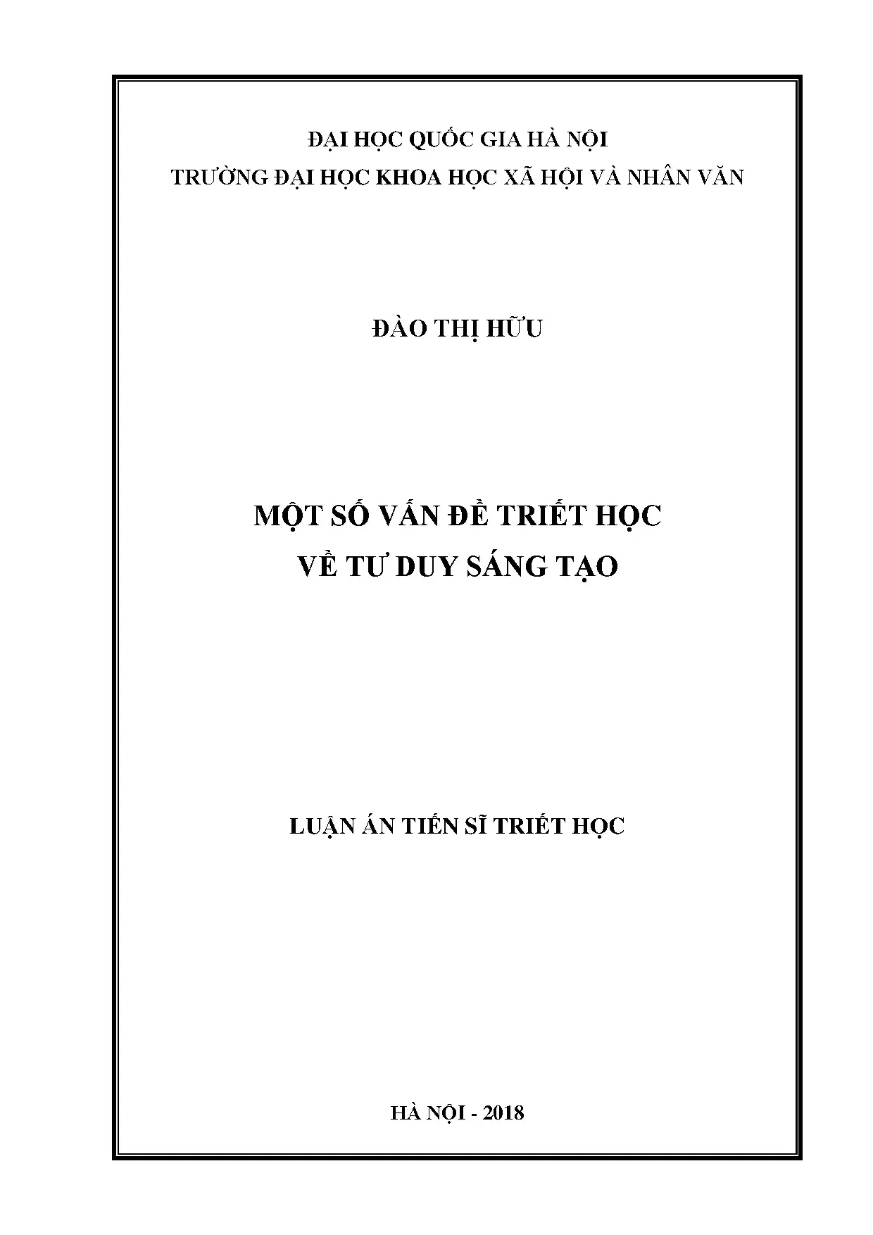 Luận án tiến sĩ một số vấn đề triết học về tư duy sáng tạo
