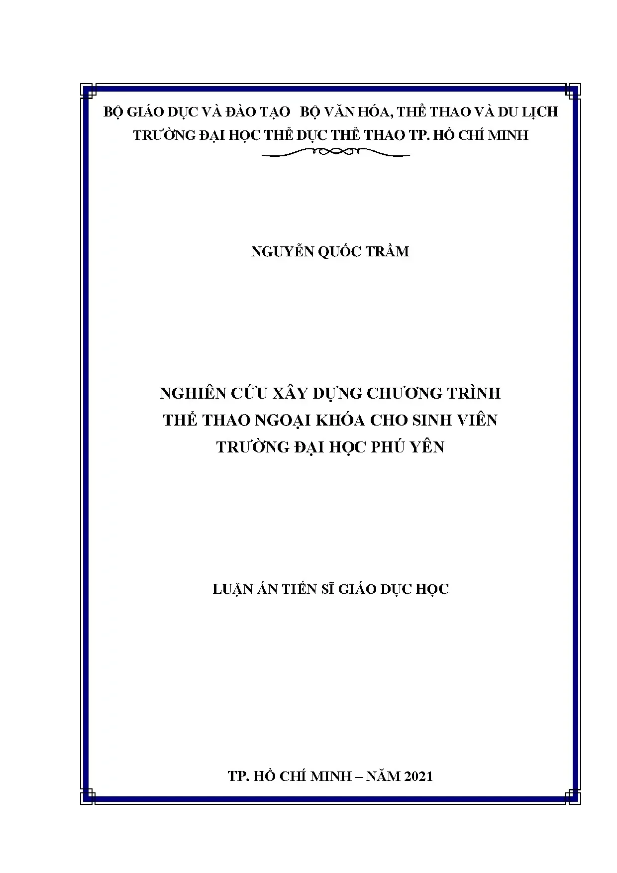 Luận án tiến sĩ nghiên cứu xây dựng chương trình thể thao ng