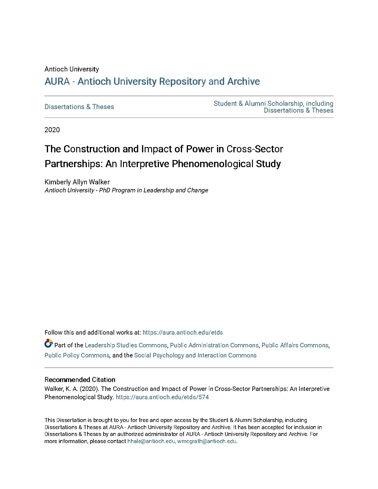The construction and impact of power in cross sector partner
