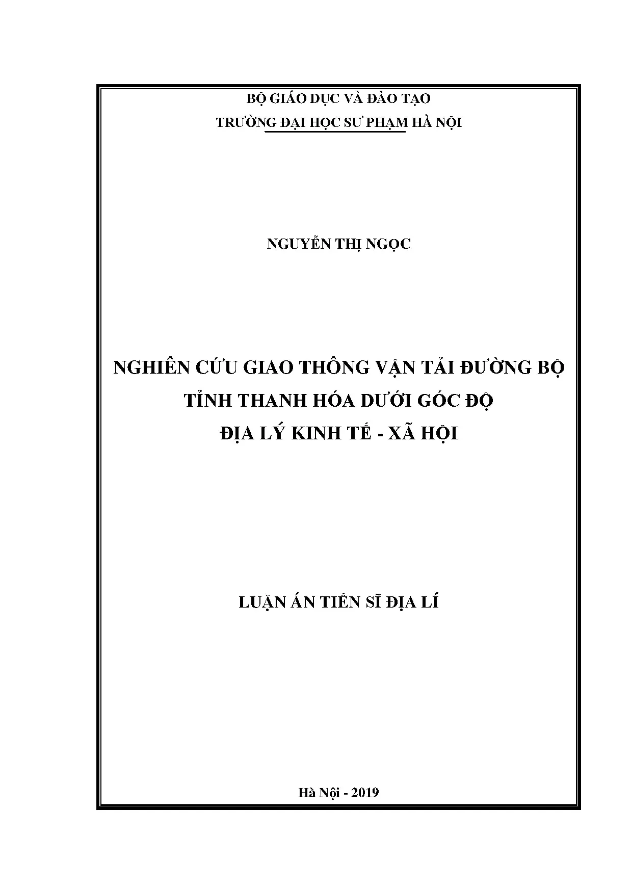 Giao thông vận tải đường bộ Thanh Hóa: Nghiên cứu địa lý kinh tế - xã hội