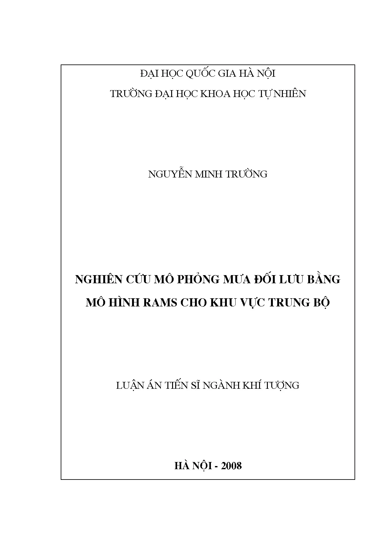 Mô phỏng mưa đối lưu bằng mô hình RAMS ở miền Trung