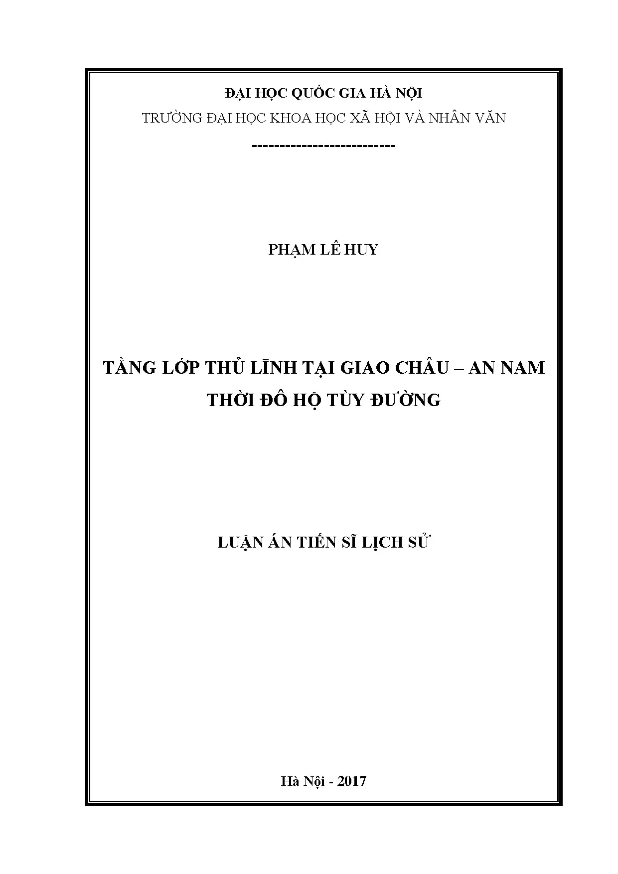 Luận án tiến sĩ tầng lớp thủ lĩnh tại giao châu an nam thời