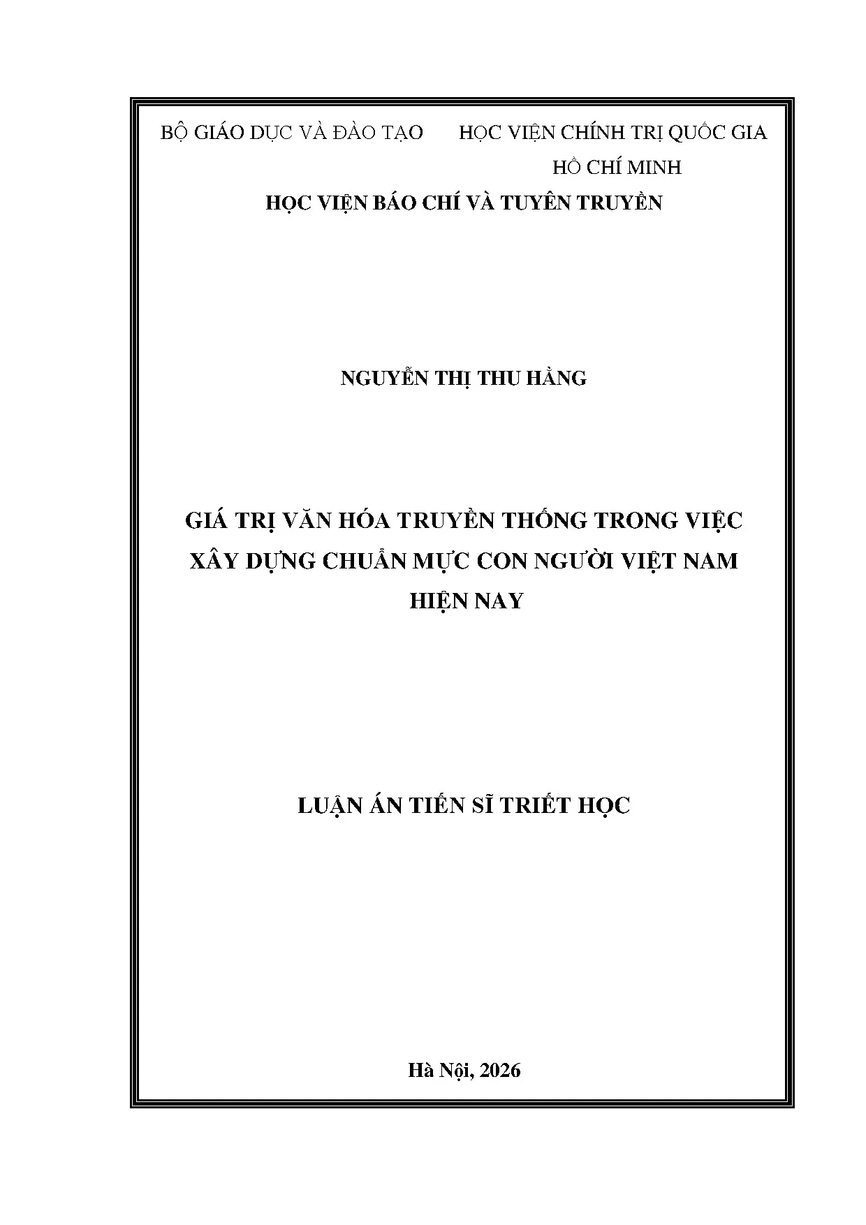 Giá trị văn hóa truyền thống và chuẩn mực con người Việt Nam