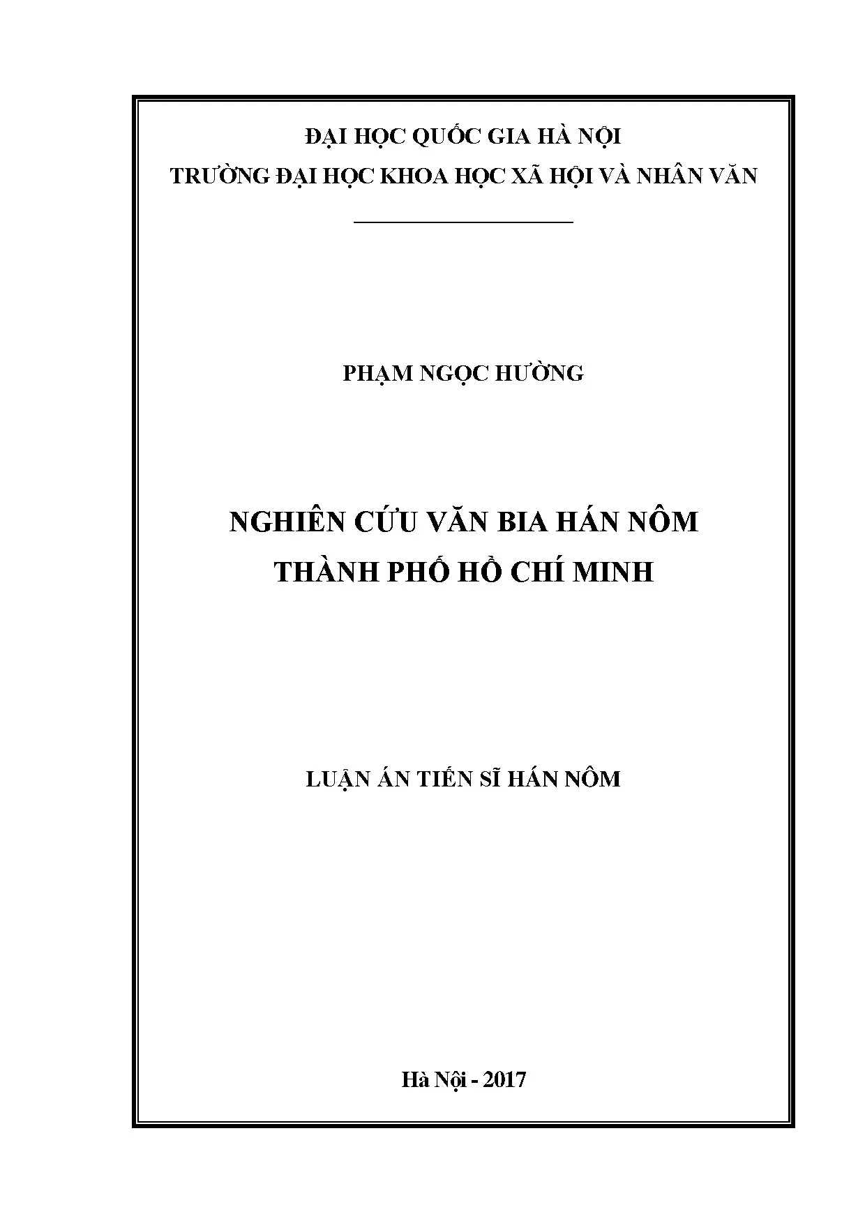 Luận án tiến sĩ nghiên cứu văn bia hán nôm thành phố hồ chí