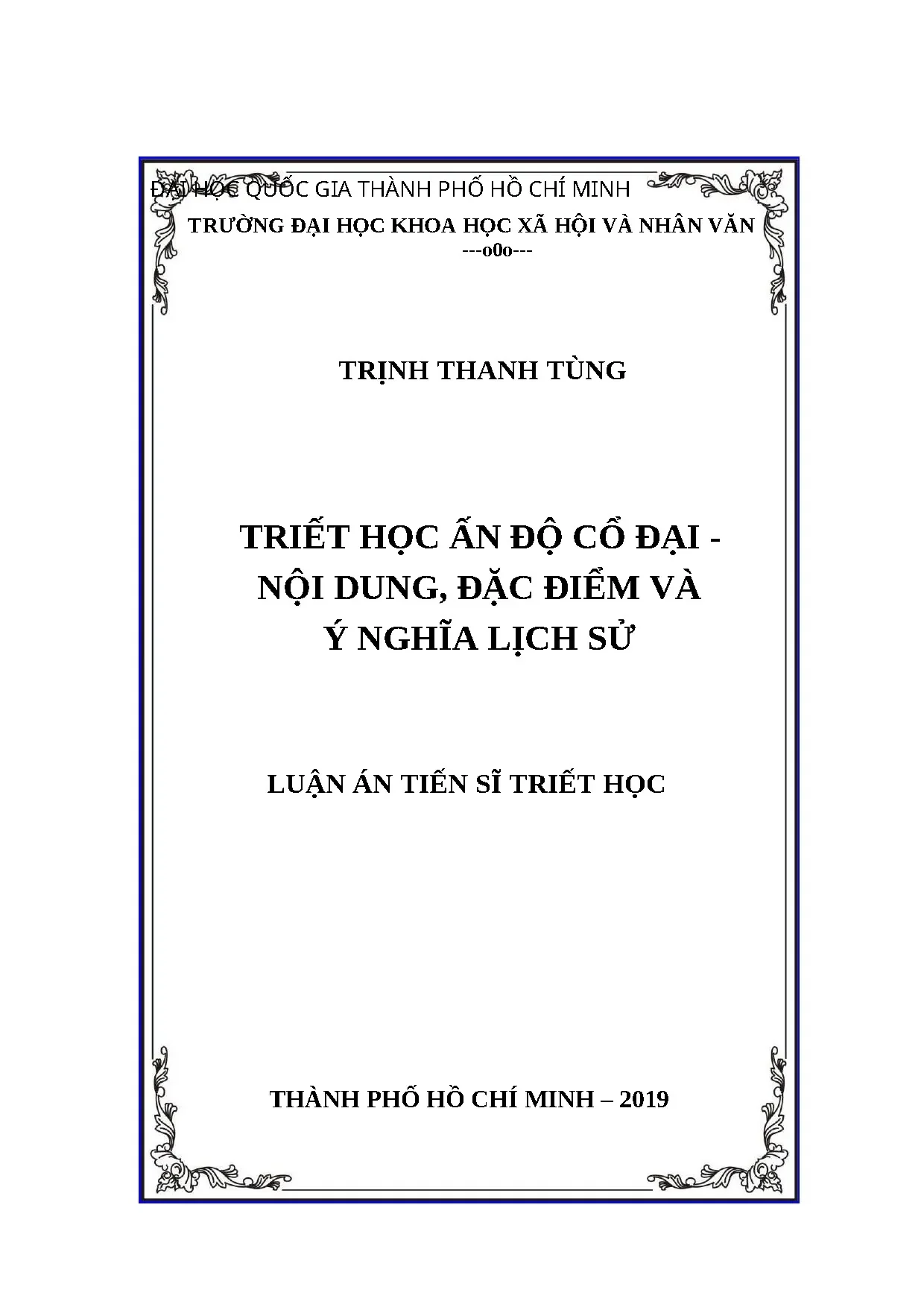 Luận án tiến sĩ triết học triết học ấn độ cổ đại nội dung đặ