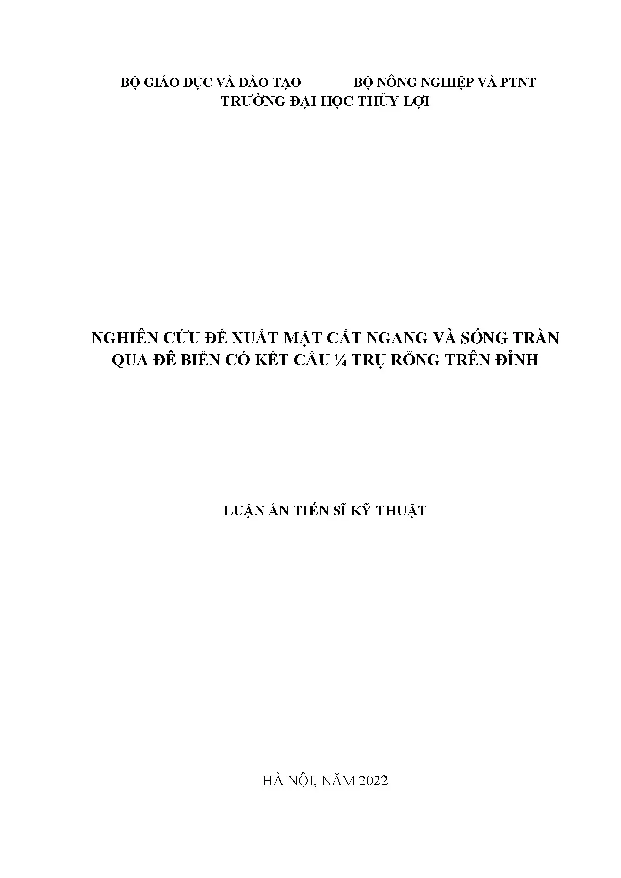 Nghiên cứu sóng tràn qua đê biển có trụ rỗng trên đỉnh