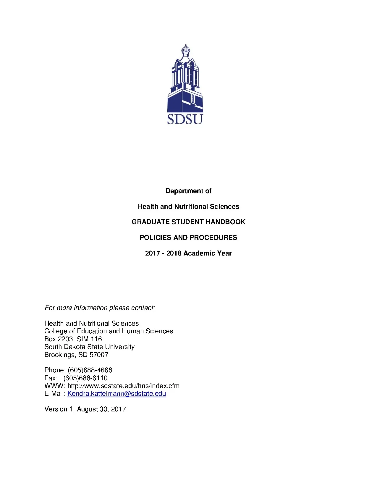Hns graduate handbook 2017 2018
