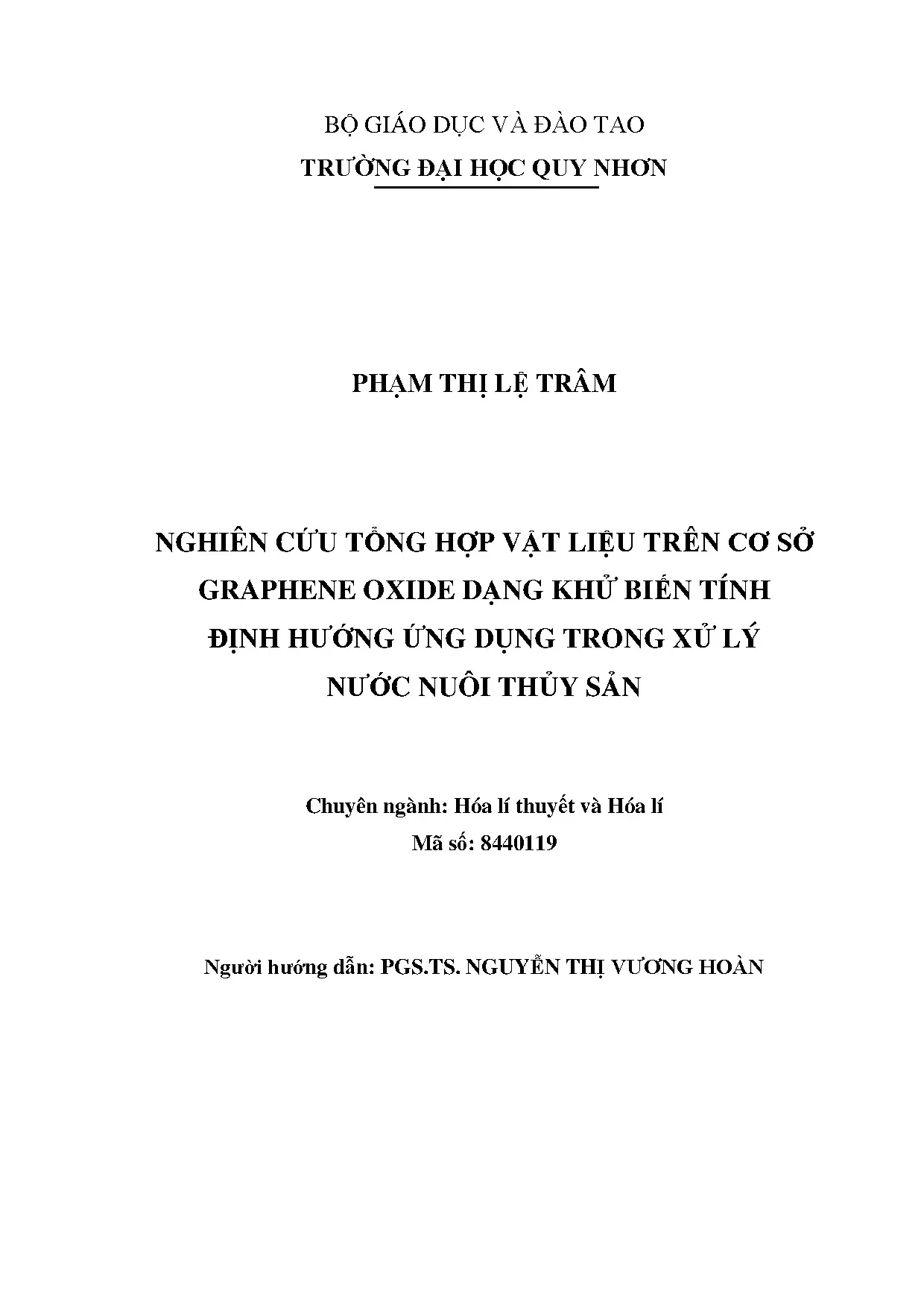 Nghiên cứu tổng hợp vật liệu trên cơ sở graphene oxide dạng