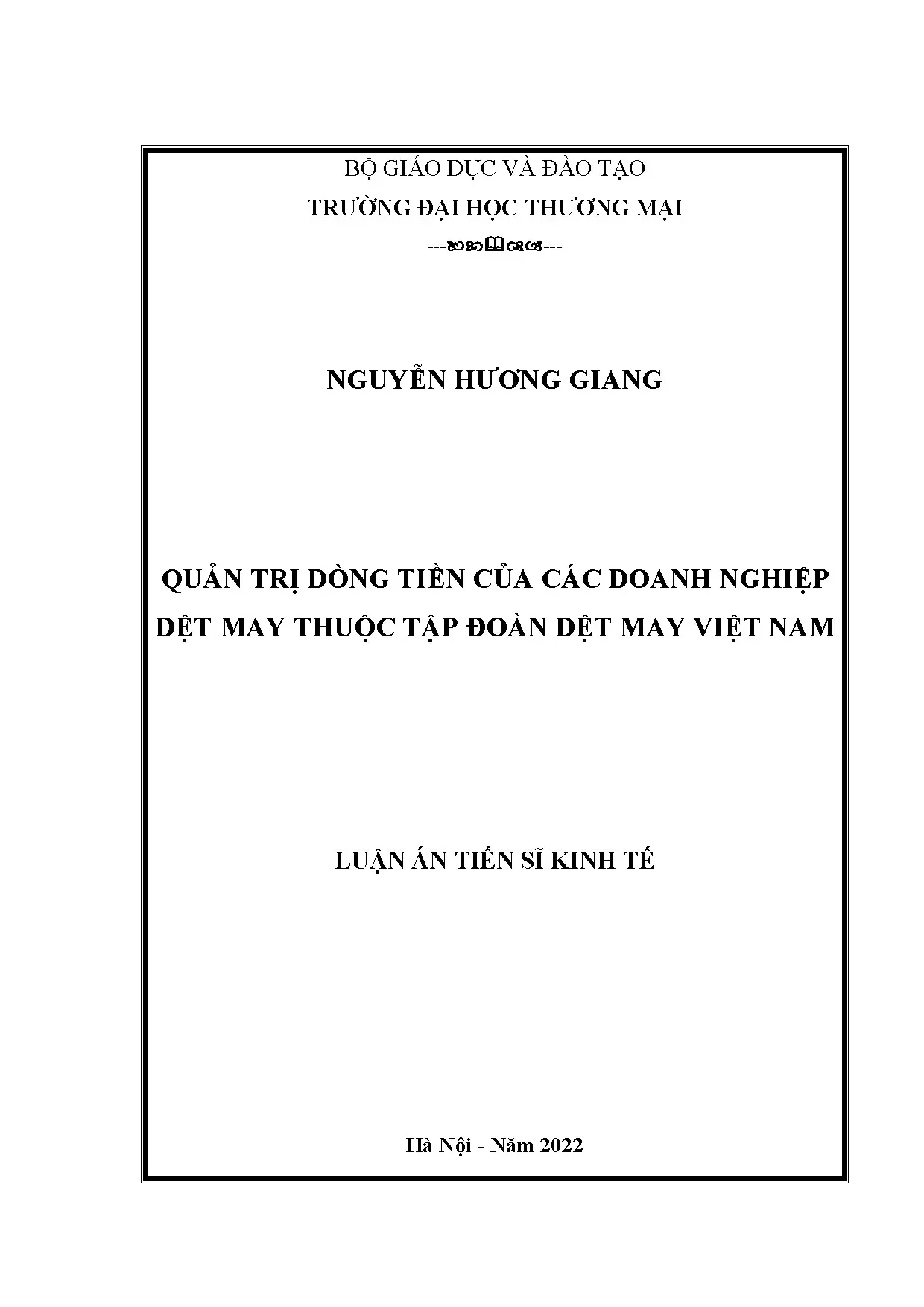 Quản trị dòng tiền doanh nghiệp dệt may Việt Nam