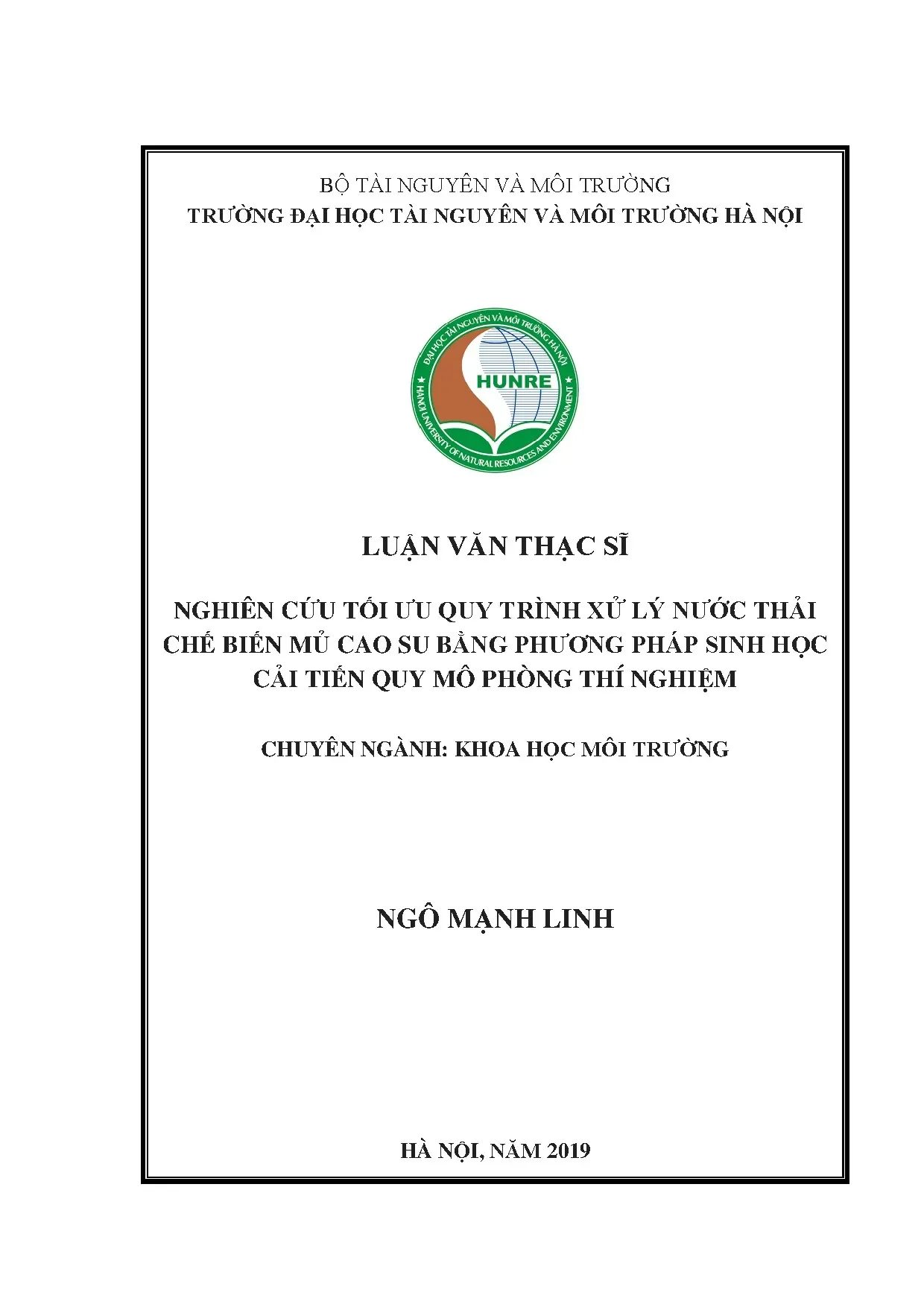 Luận án tiến sĩ nghiên cứu tối ưu quy trình xử lý nước thải