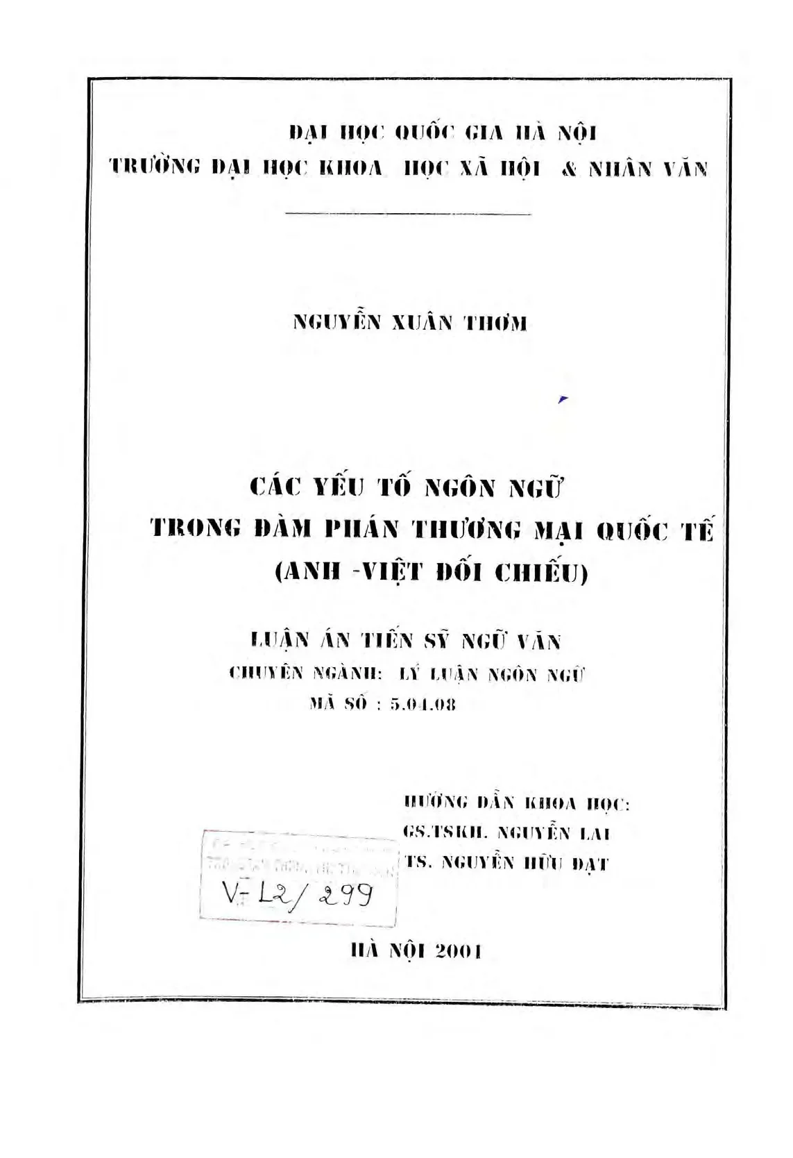 Luận án tiến sĩ các yếu tố ngôn ngữ trong đàm phán thương mạ
