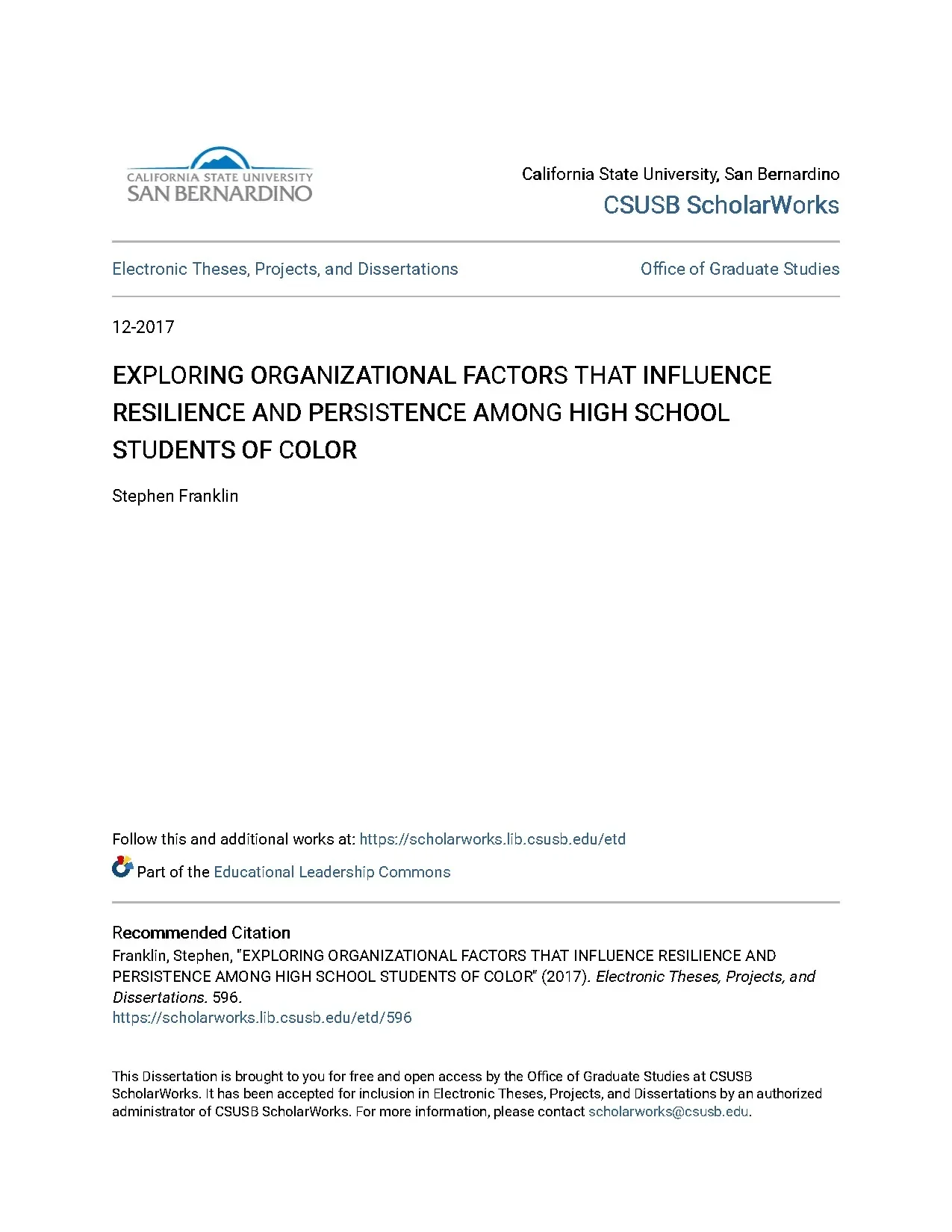 Exploring organizational factors that influence resilience a