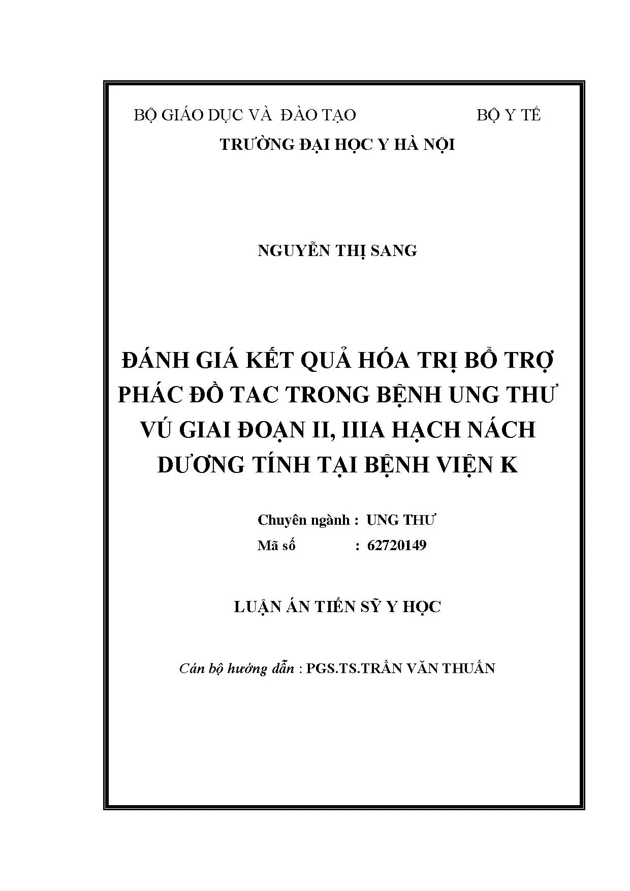 Luận án tiến sĩ đánh giá kết quả hoá trị bổ trợ phác đồ tac