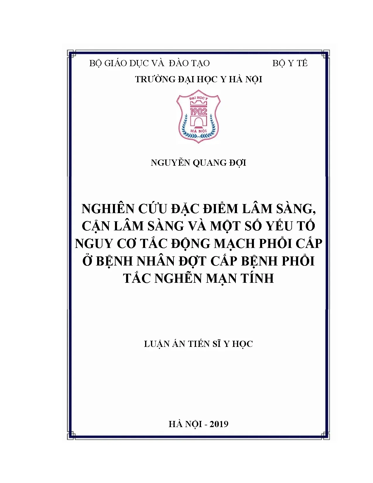 Nghiên cứu đặc điểm lâm sàng tắc động mạch phổi ở bệnh nhân COPD