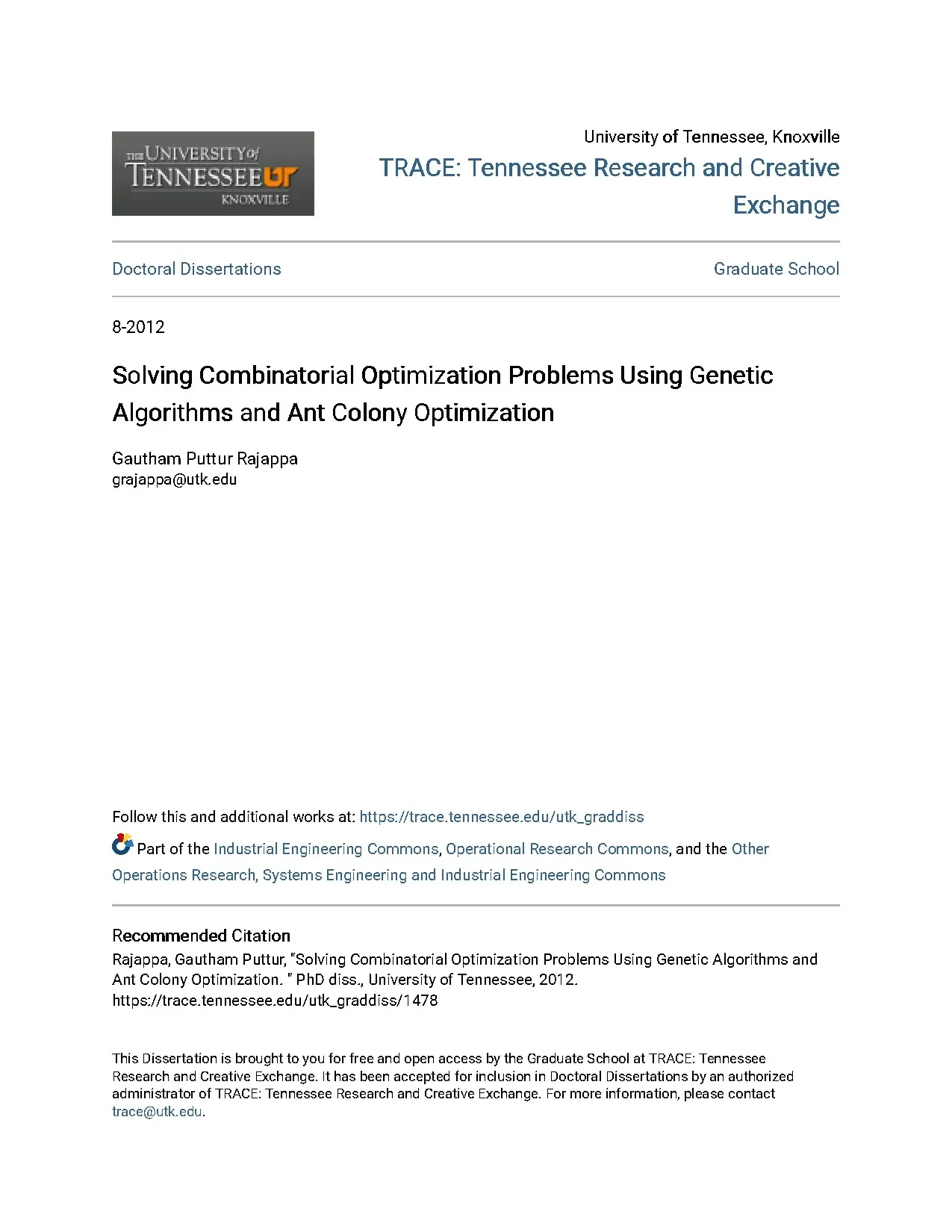 Solving combinatorial optimization problems using genetic al
