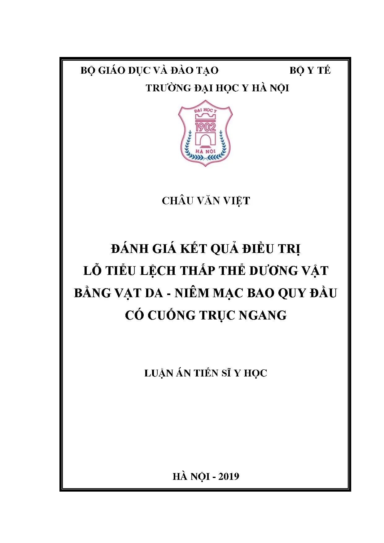 Luận án tiến sĩ đánh giá kết quả phẫu thuật tạo hình niệu đạ