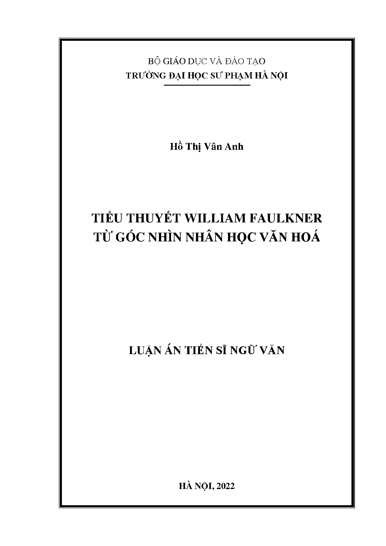 Luận án tiến sĩ tiểu thuyết william faulkner từ góc nhìn nhâ