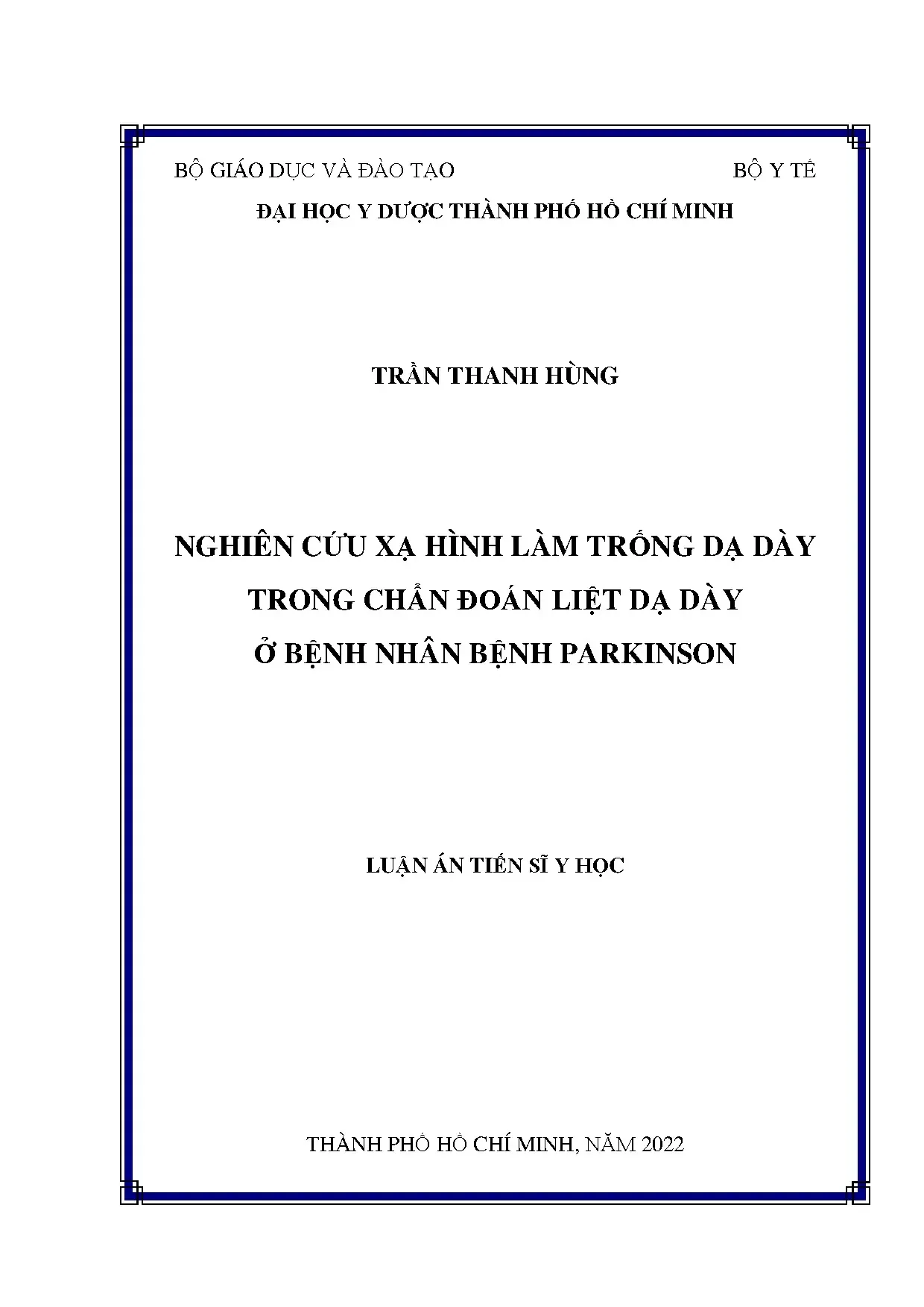 Nghiên cứu xạ hình làm trống dạ dày chẩn đoán Parkinson