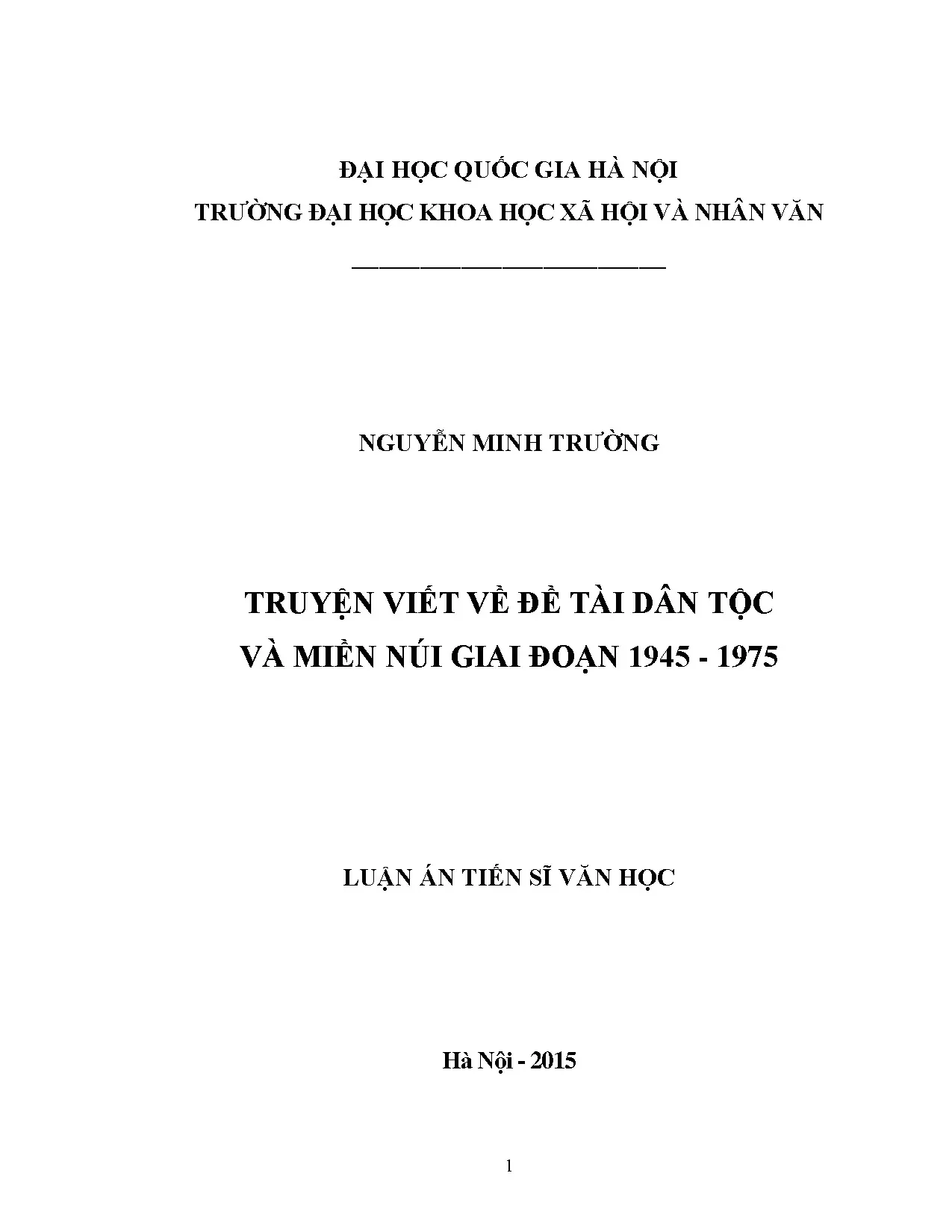 Truyện viết về dân tộc và miền núi giai đoạn 1945-1975