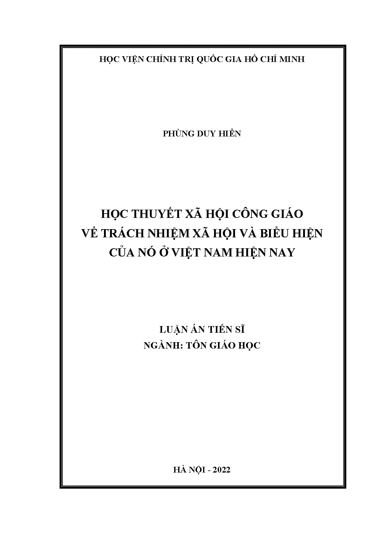 Học thuyết xã hội Công giáo về trách nhiệm xã hội ở Việt Nam