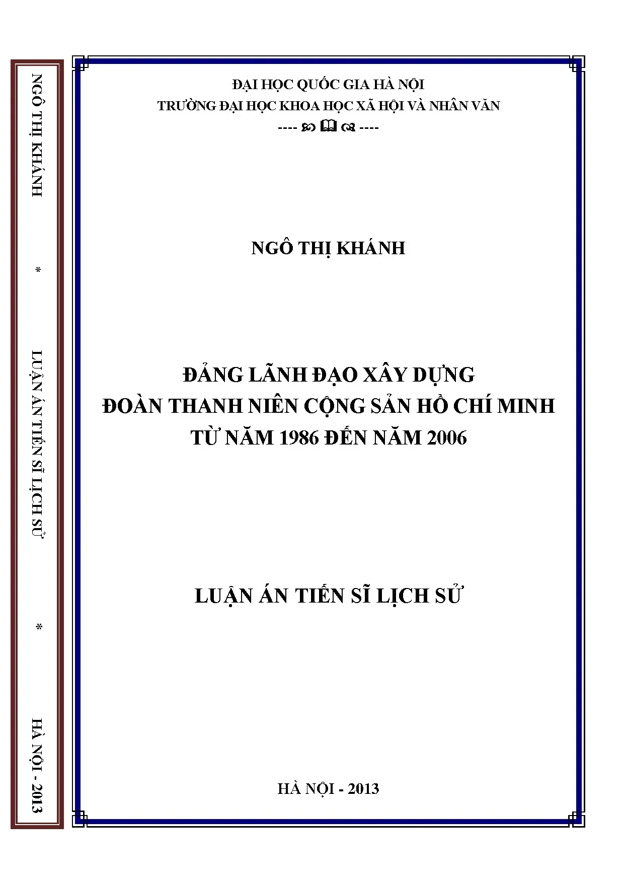 Luận án tiến sĩ đảng lãnh đạo xây dựng đoàn thanh niên cộng