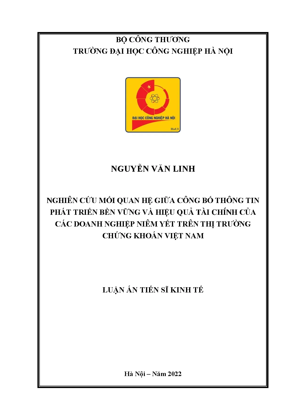 Luận án tiến sĩ nghiên cứu mối quan hệ giữa công bố thông ti