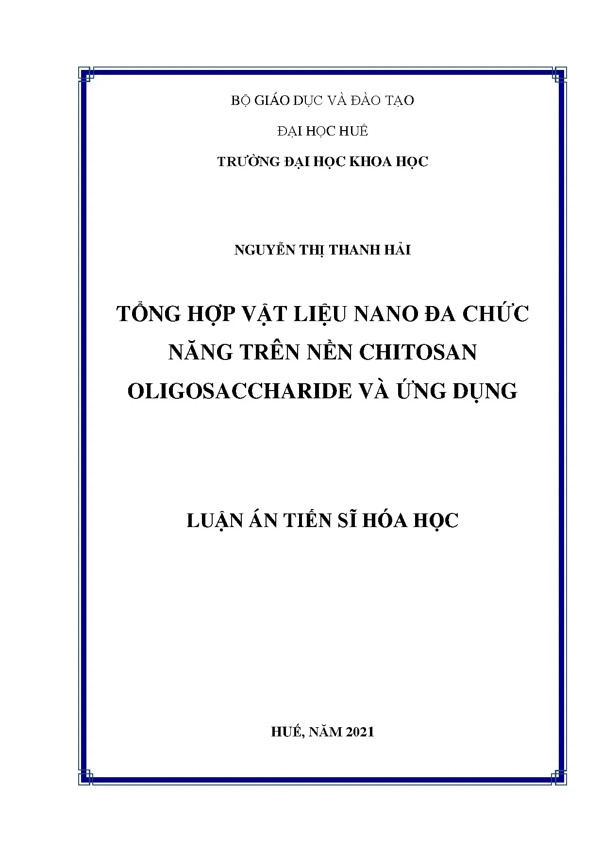 Vật liệu Nano Đa Chức Năng trên nền Chitosan Oligosaccharide