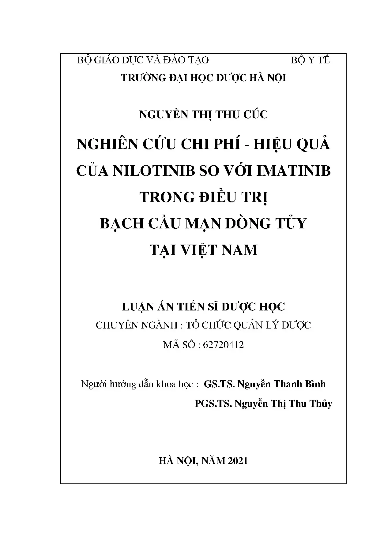 Chi phí - hiệu quả nilotinib so với imatinib điều trị bạch cầu mạn