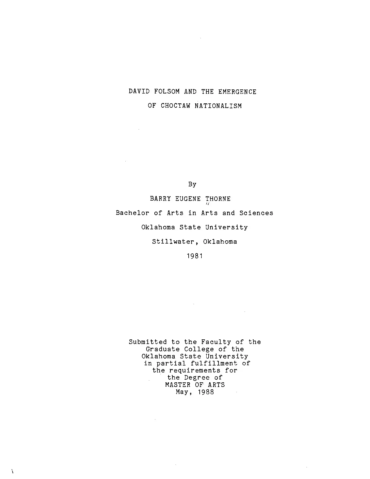 David Folsom và Chủ nghĩa Dân tộc Choctaw