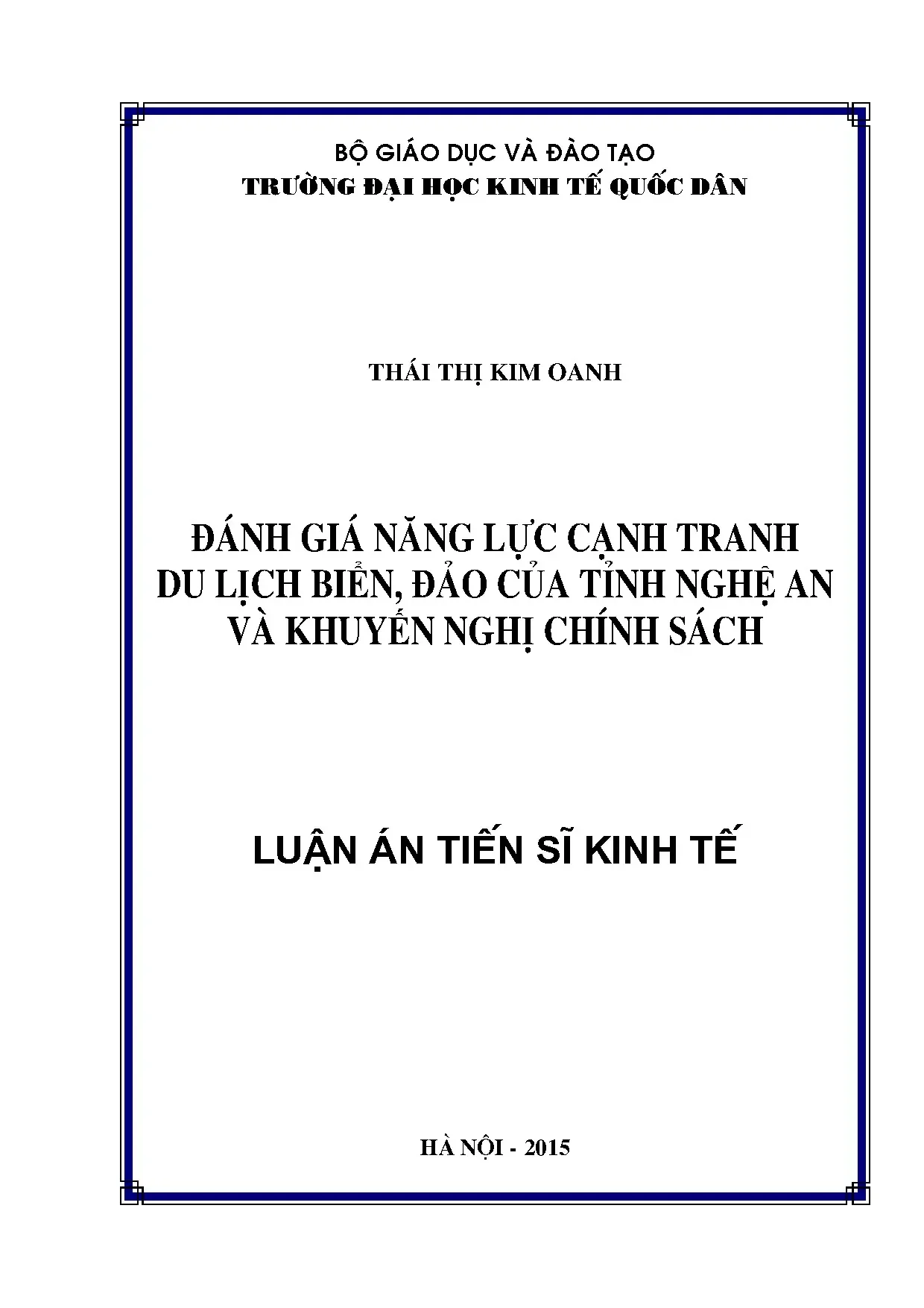 Đánh giá năng lực cạnh tranh du lịch biển đảo Nghệ An