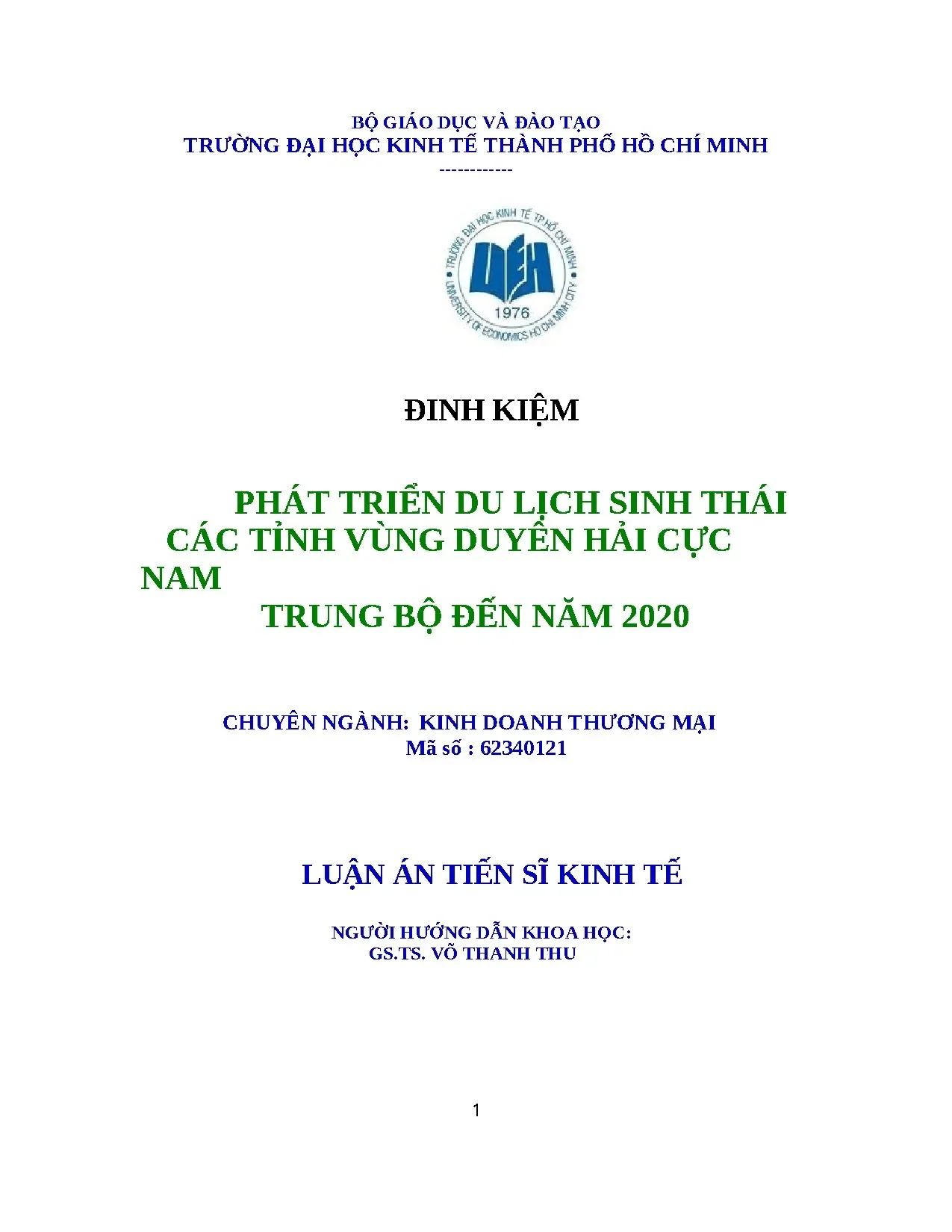 Phát triển Du lịch Sinh thái Duyên hải Cực Nam Trung Bộ