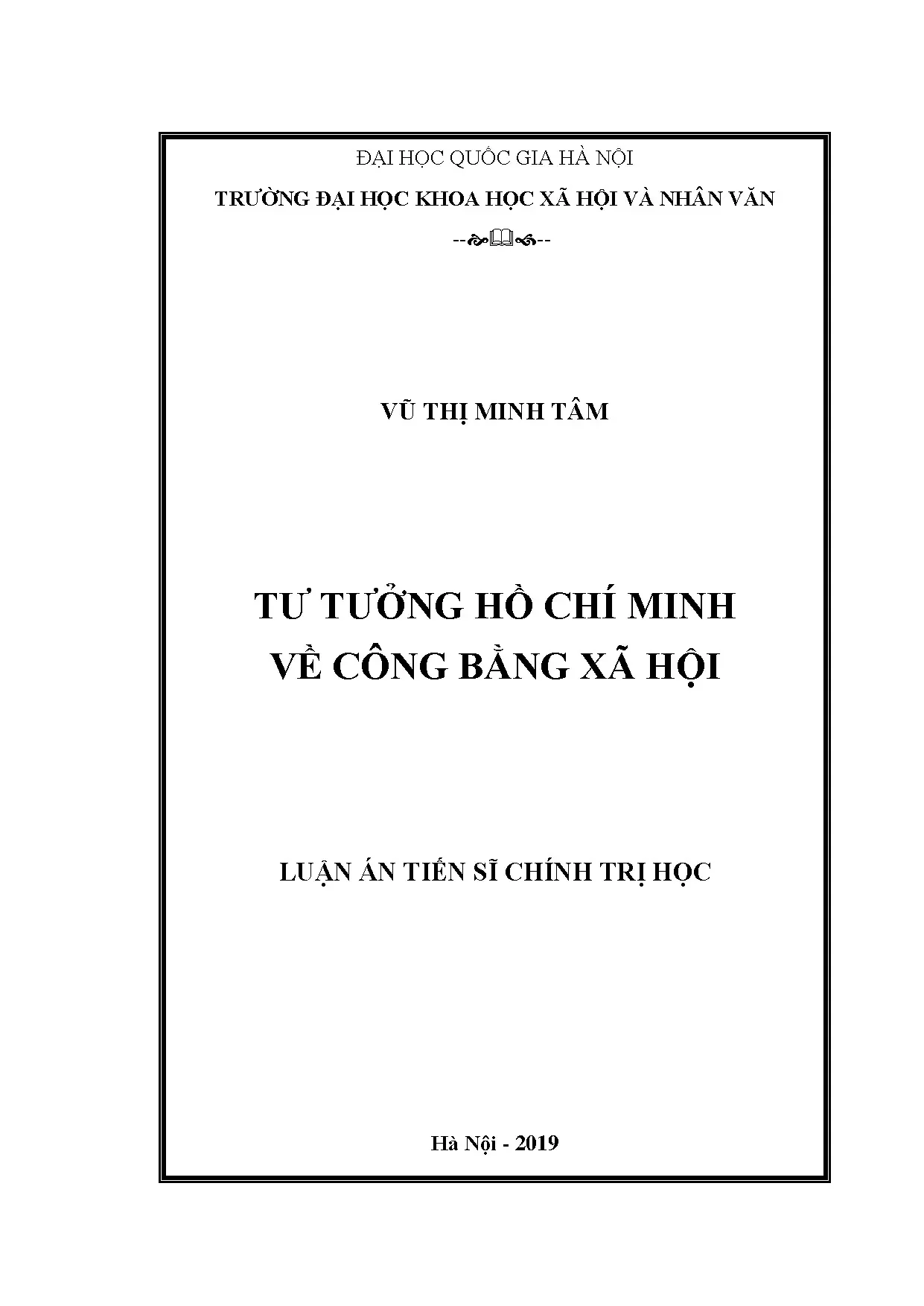 Tư tưởng Hồ Chí Minh về công bằng xã hội: Luận án Tiến sĩ