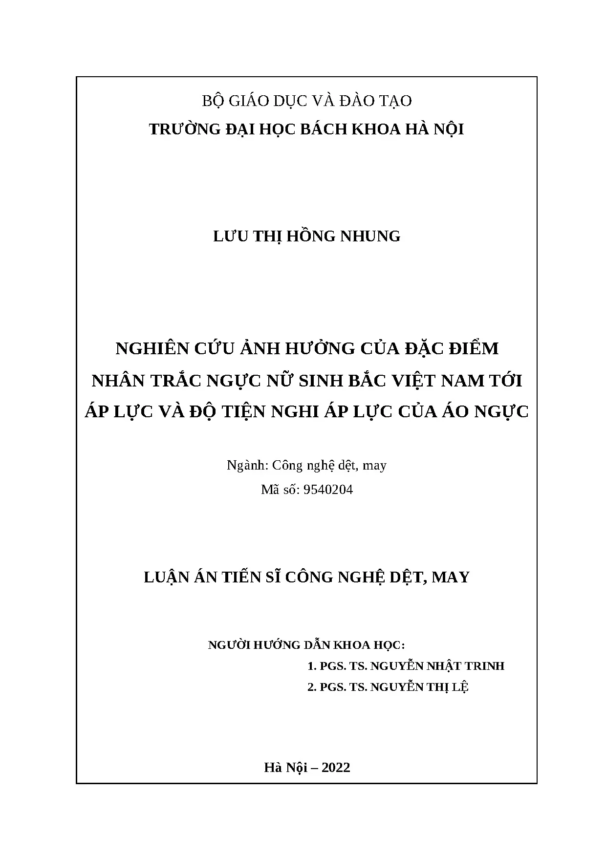 Ảnh hưởng nhân trắc ngực nữ sinh Bắc Việt Nam đến áo ngực
