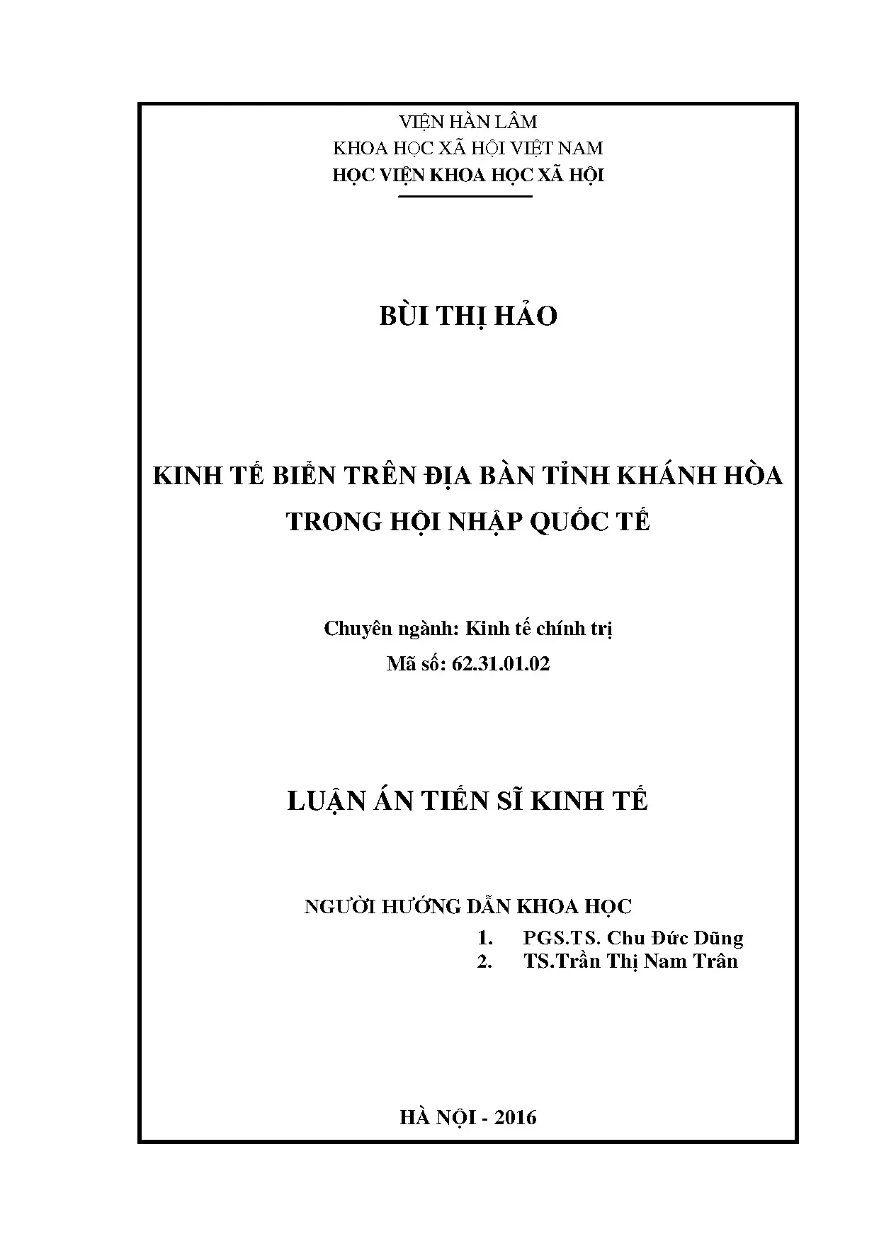 Kinh tế biển Khánh Hòa trong hội nhập quốc tế