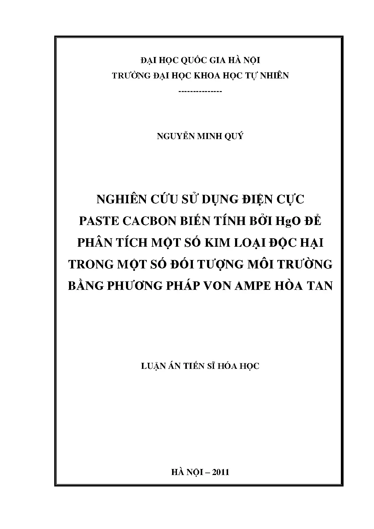 Điện cực HgO-CACBON: Phân tích kim loại độc hại môi trường