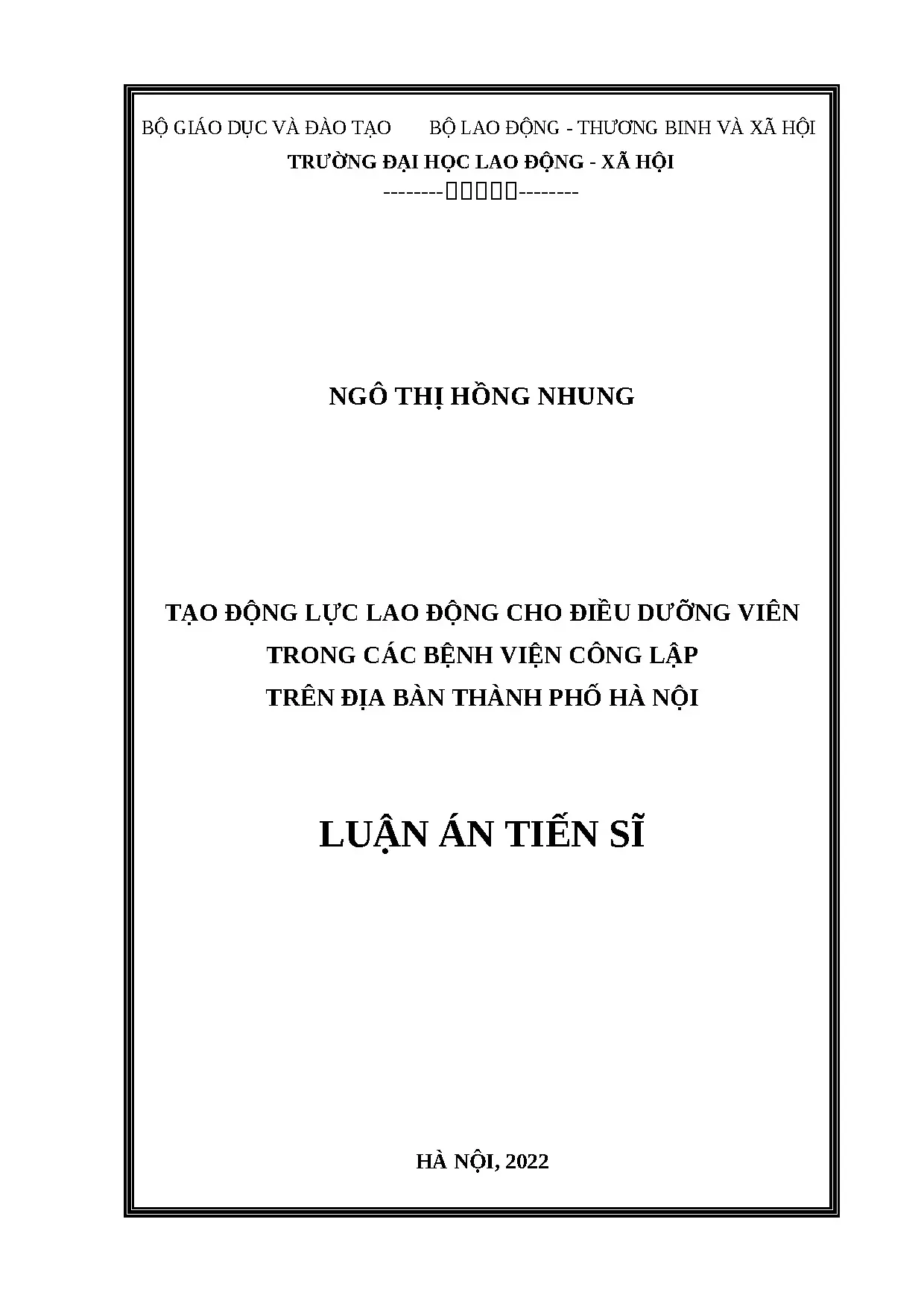 Luận án tiến sĩ quản trị nhân lực đề tài tạo động lực lao độ