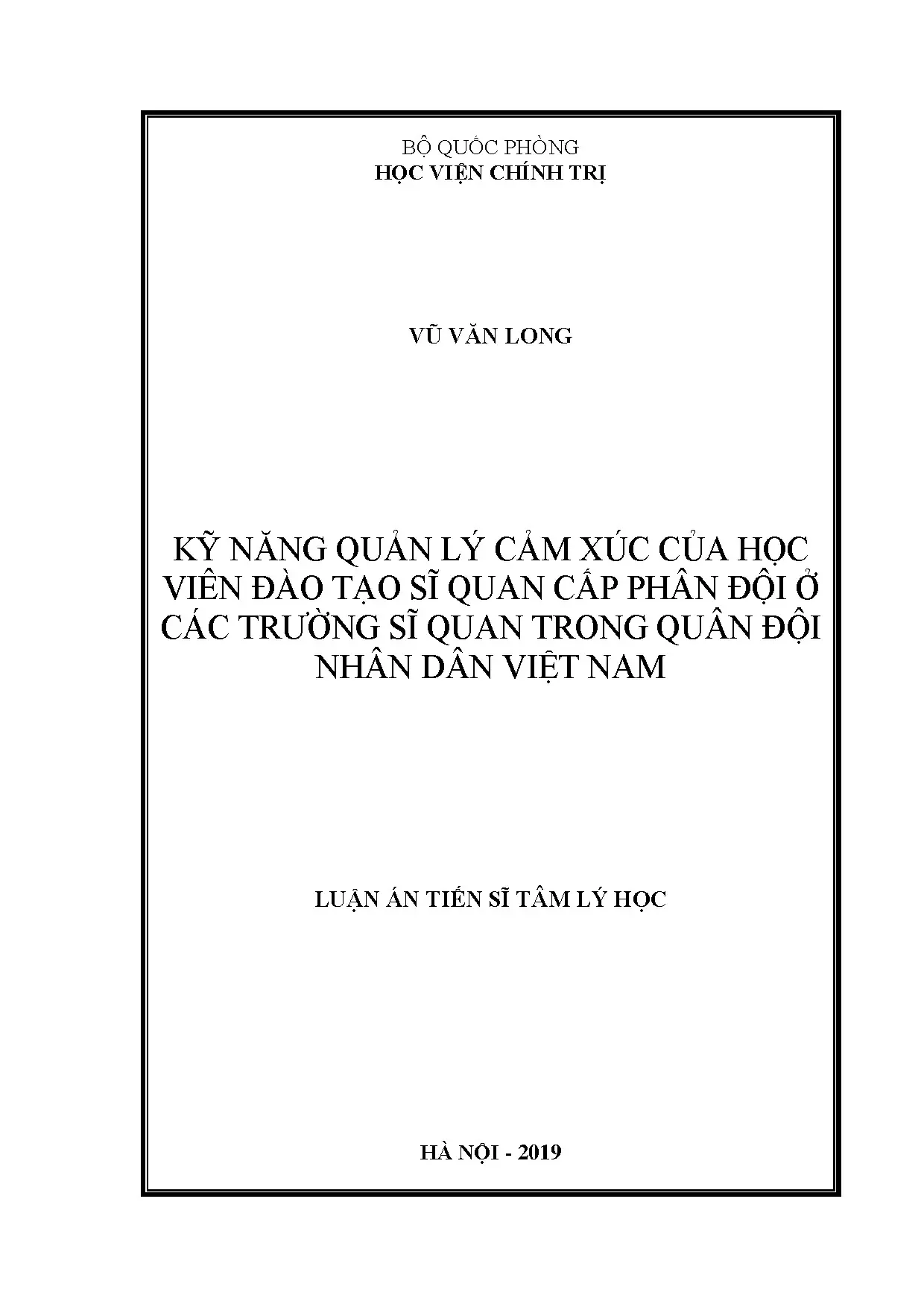 Quản lý cảm xúc sĩ quan cấp phân đội QĐNDVN