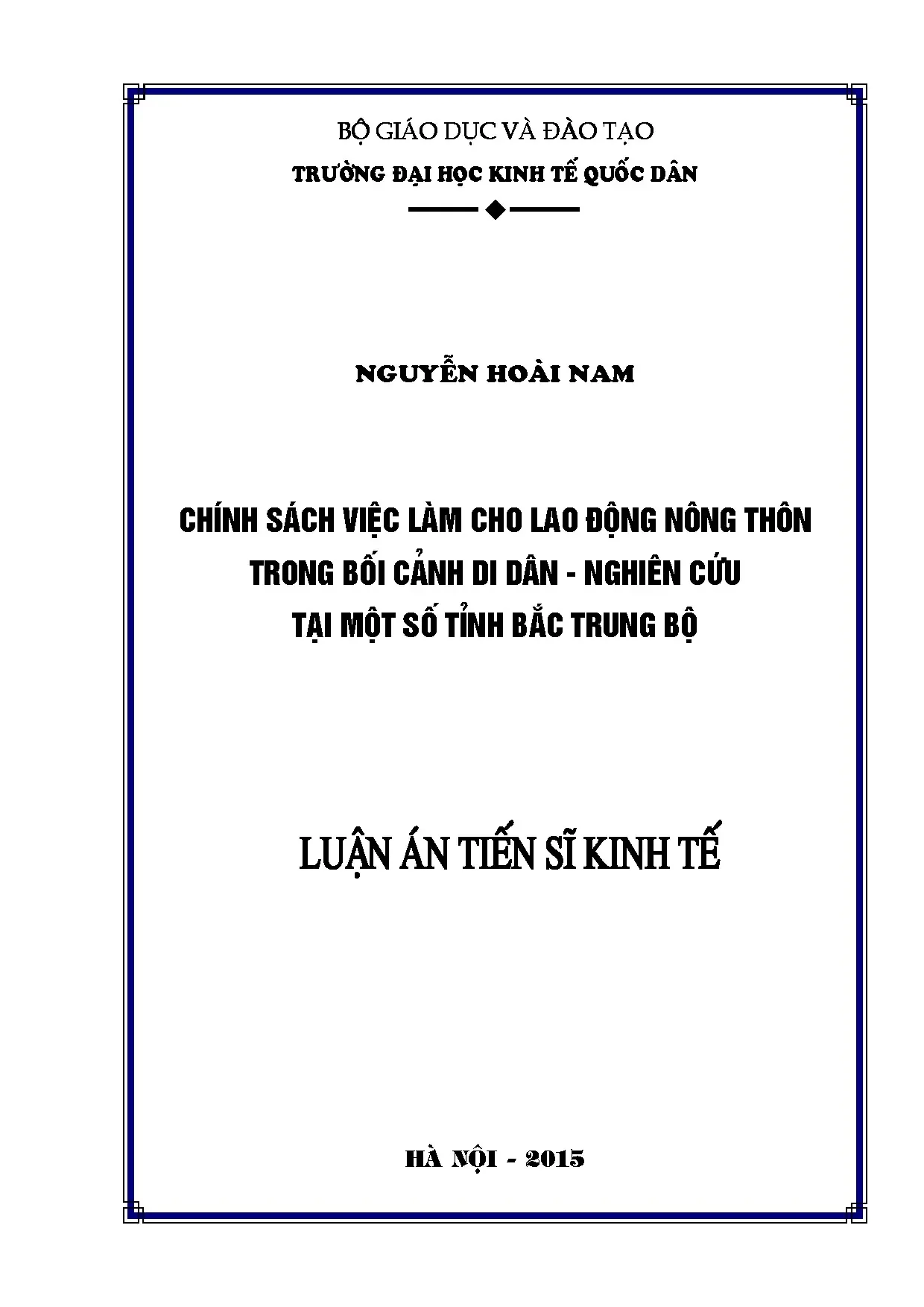 Chính sách việc làm cho lao động nông thôn Bắc Trung Bộ