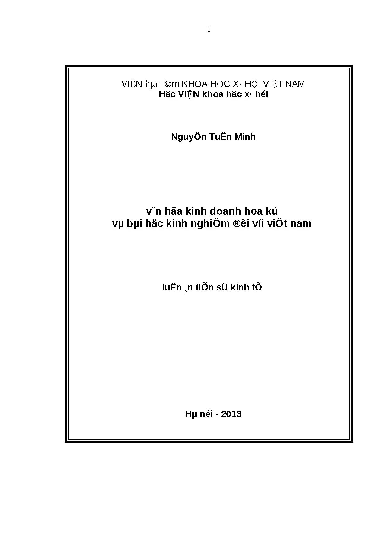 Luận án tiến sĩ kinh tế văn hóa kinh doanh hoa kỳ và bài học