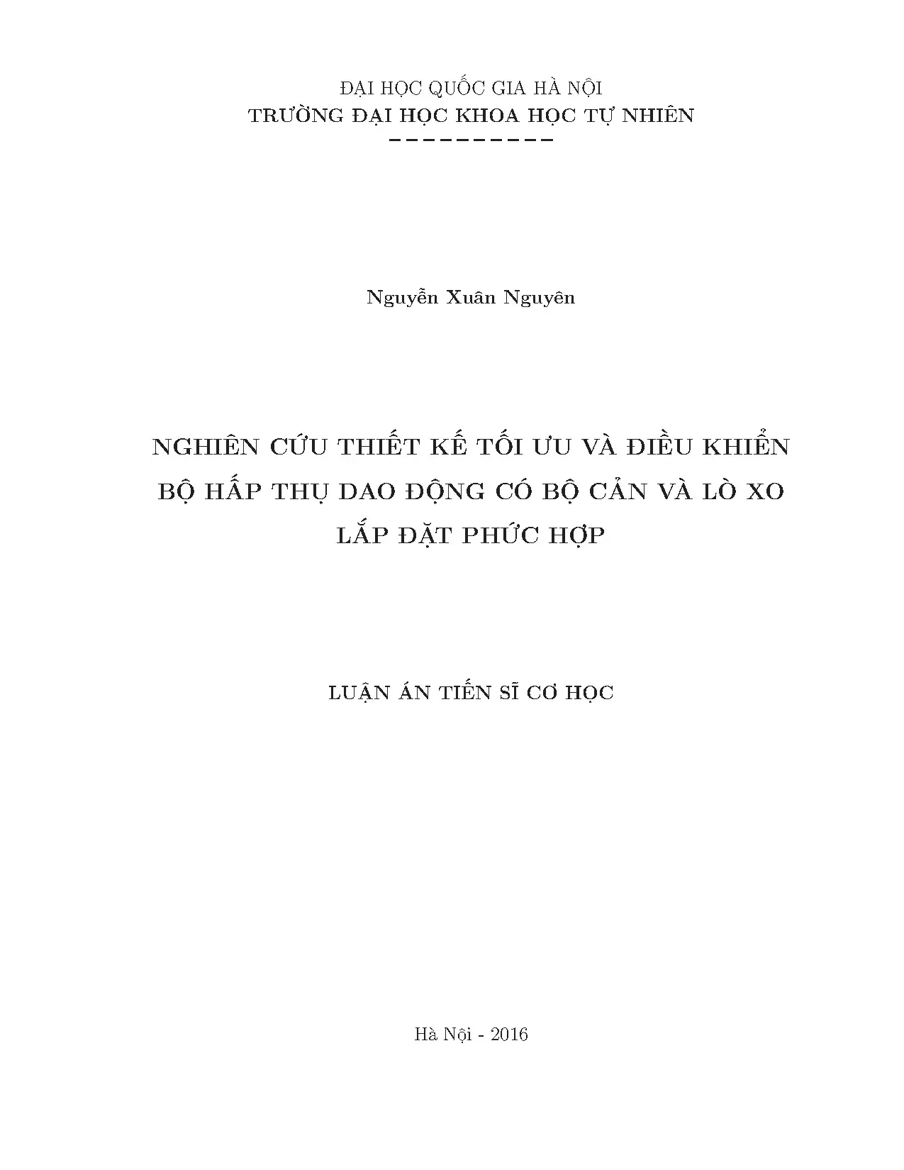 Luận án tiến sĩ nghiên cứu thiết kế tối ưu và điều khiển bộ