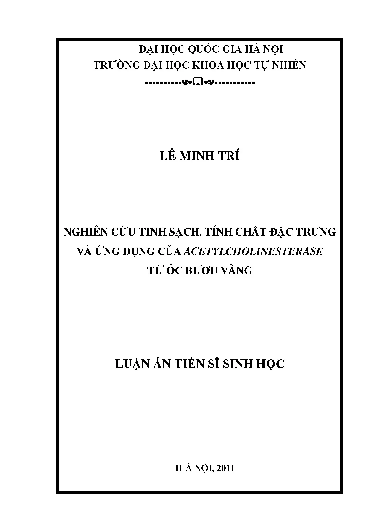 Tinh sạch Acetylcholinesterase từ ốc bươu vàng và ứng dụng