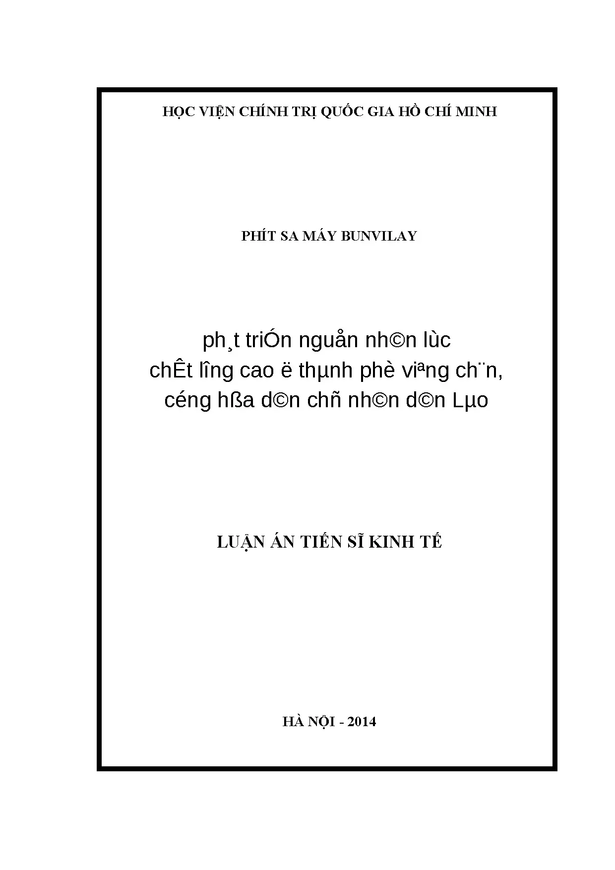 Phát triển NNL chất lượng cao tại Viêng Chăn, Lào