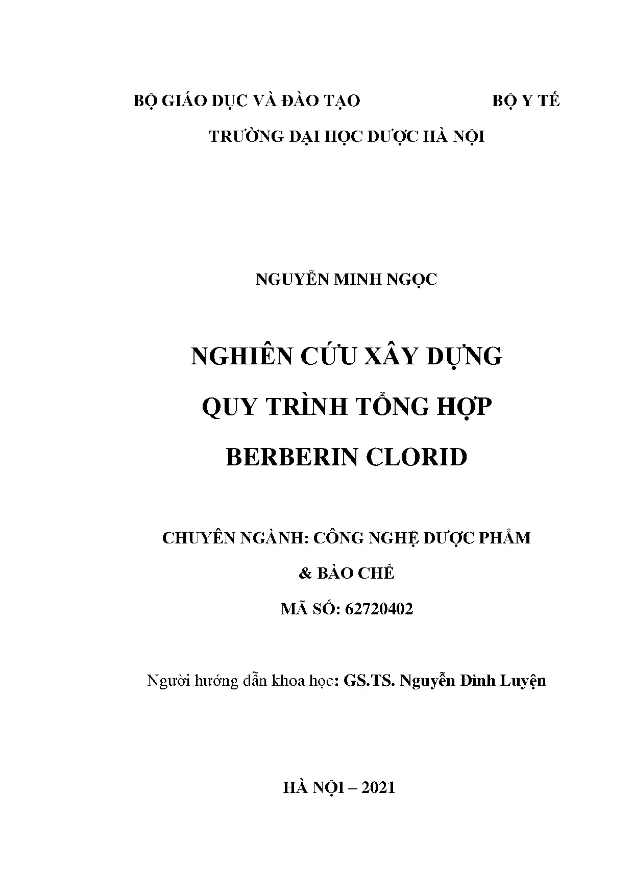 Tổng hợp Berberin Clorid: Quy trình của Nguyễn Minh Ngọc
