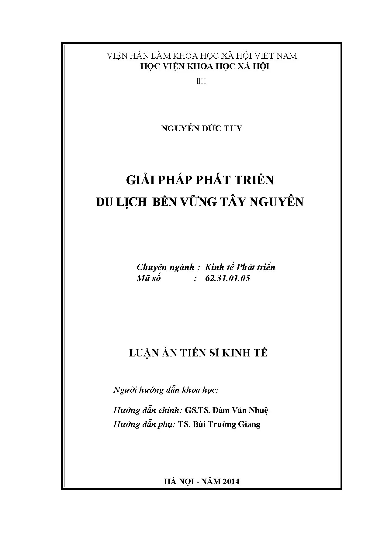 Luận án tiến sĩ kinh tế giải pháp phát triển du lịch bền vữn