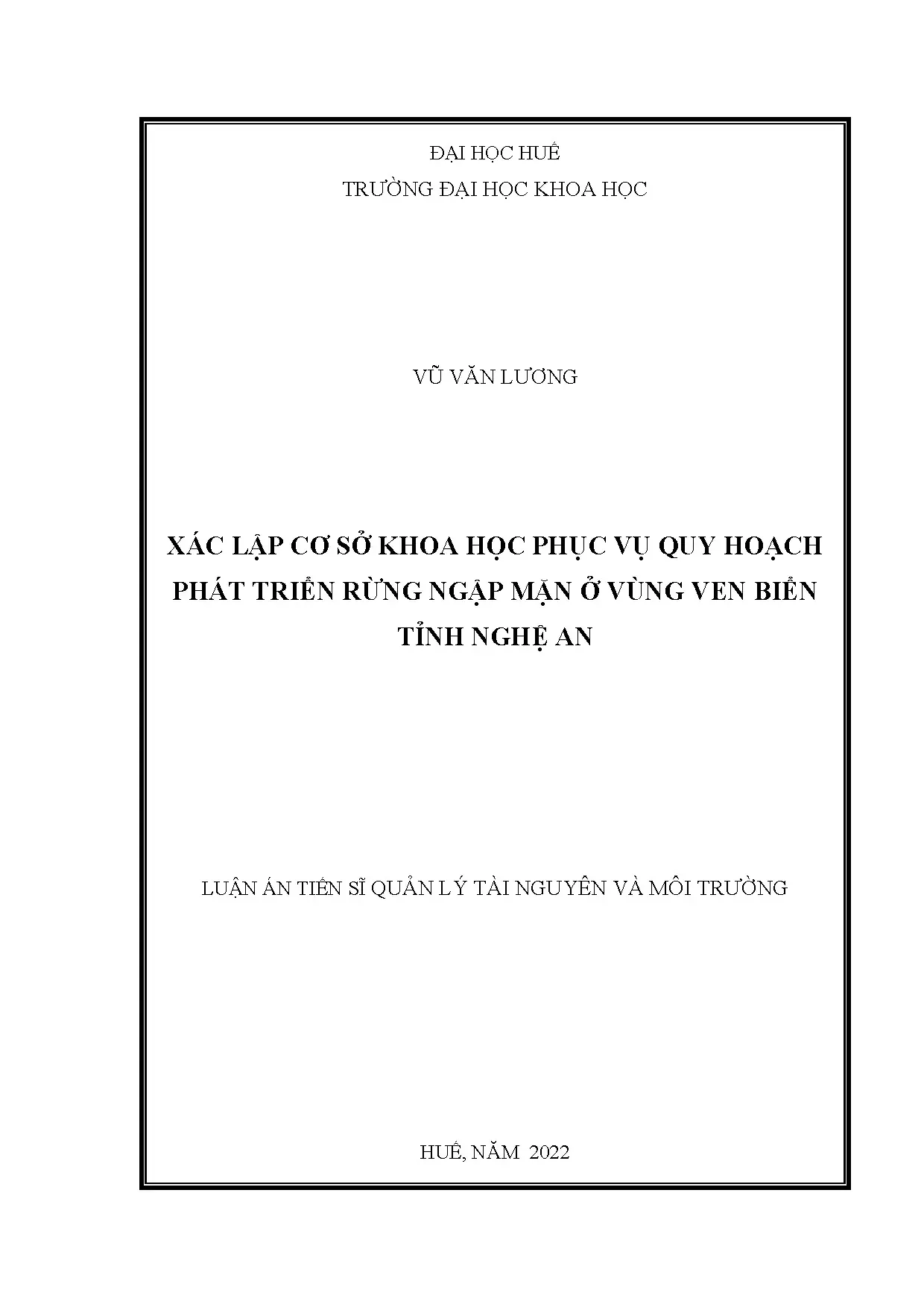 Xác lập cơ sở khoa học phục vụ quy hoạch phát triển rừng ngậ