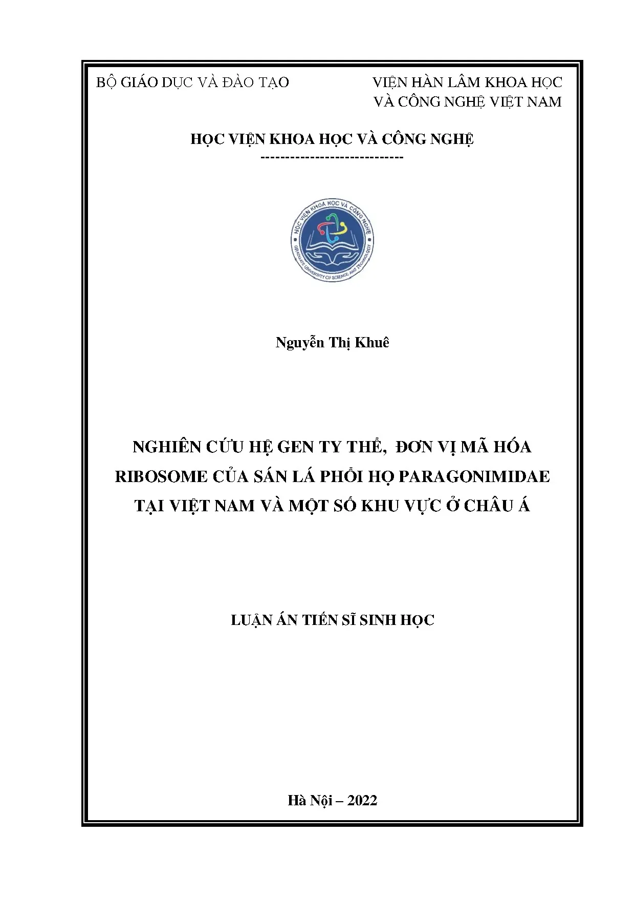 Nghiên cứu hệ gen ty thể đơn vị mã hóa ribosome của s