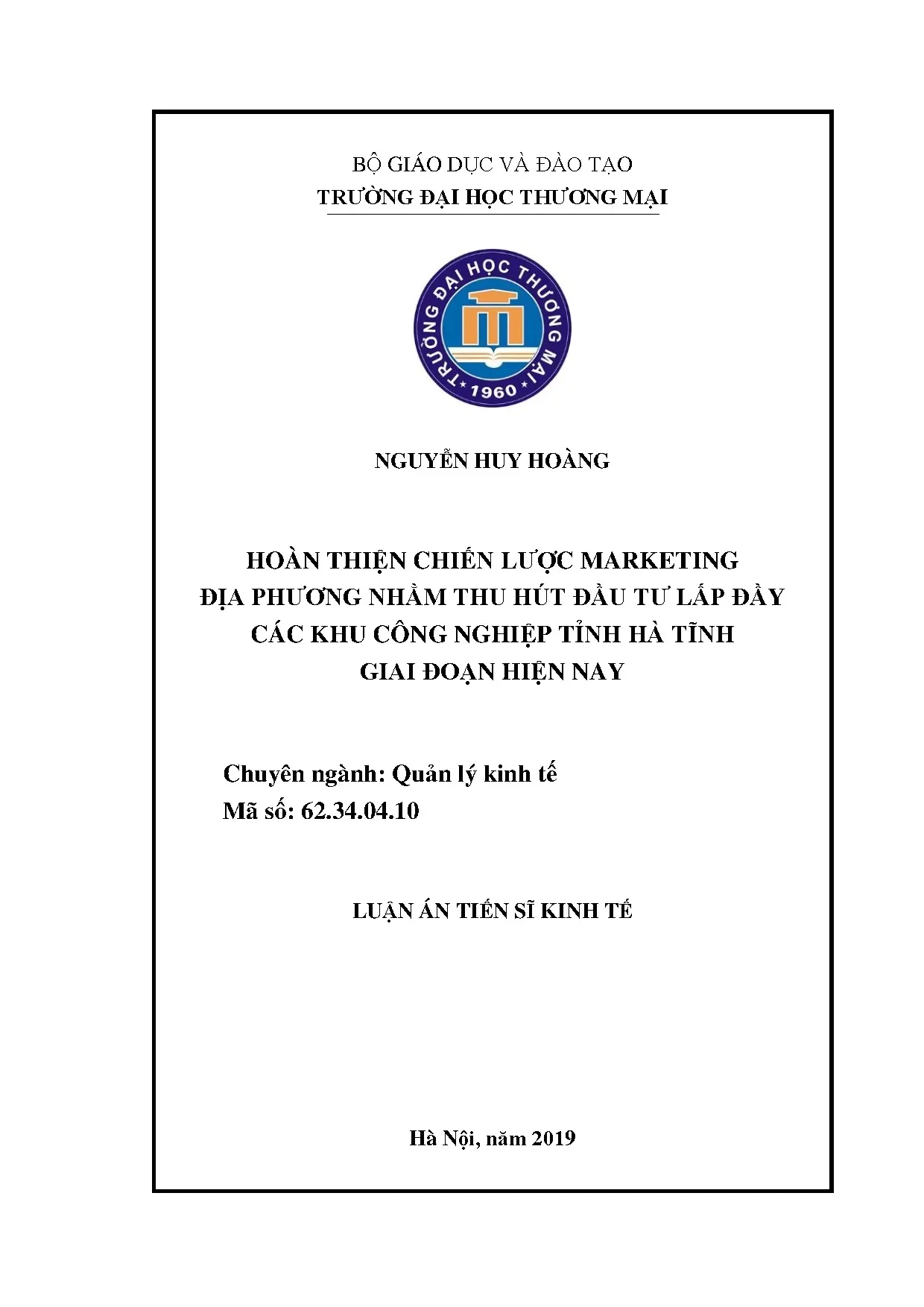 Luận án tiến sĩ hoàn thiện chiến lược marketing địa phương n