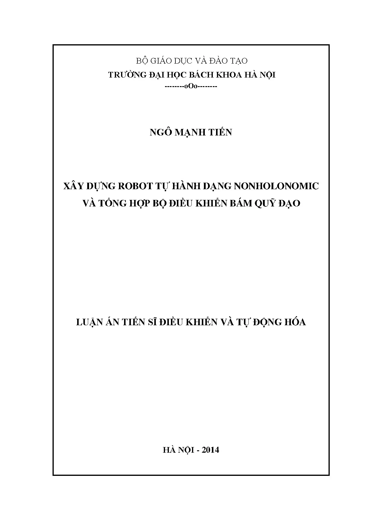 Robot tự hành non holonomic và điều khiển bám quỹ đạo
