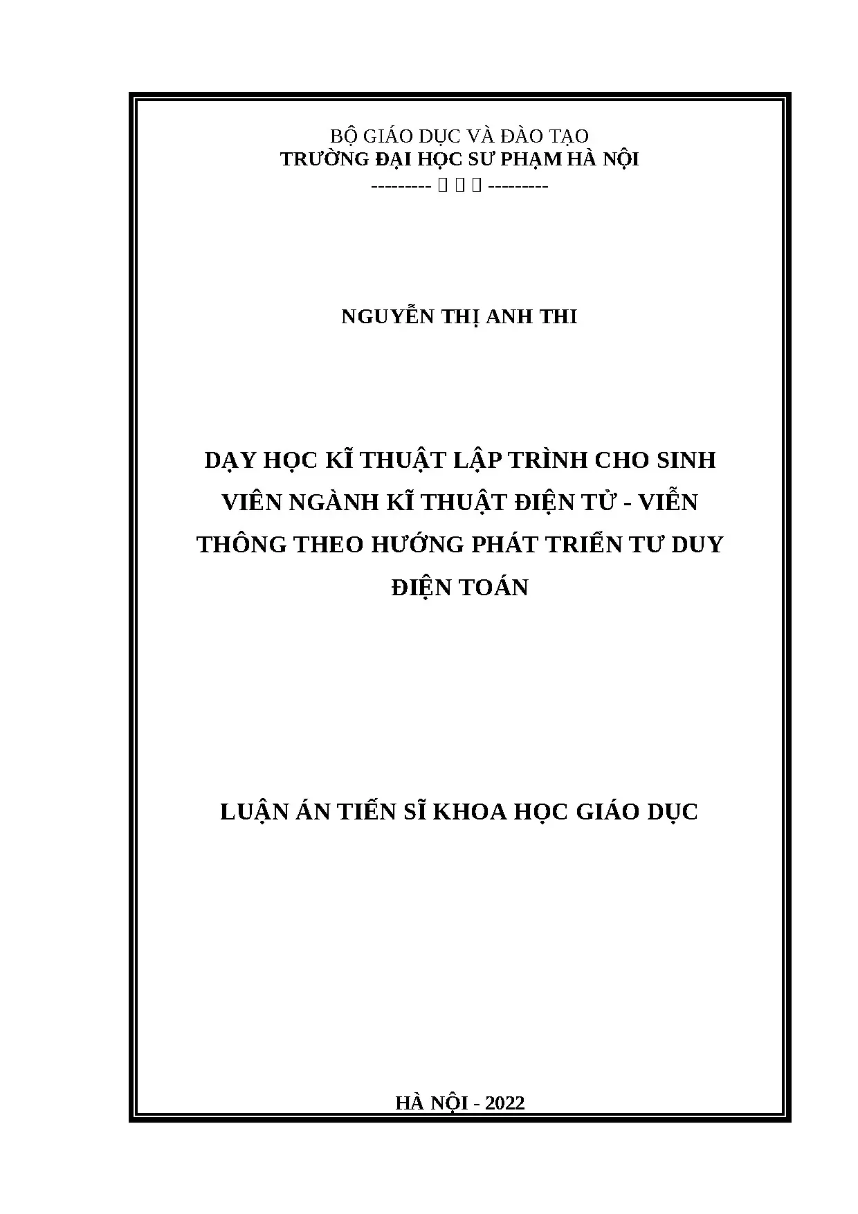 Dạy lập trình phát triển tư duy điện toán cho sinh viên KTĐT-VT