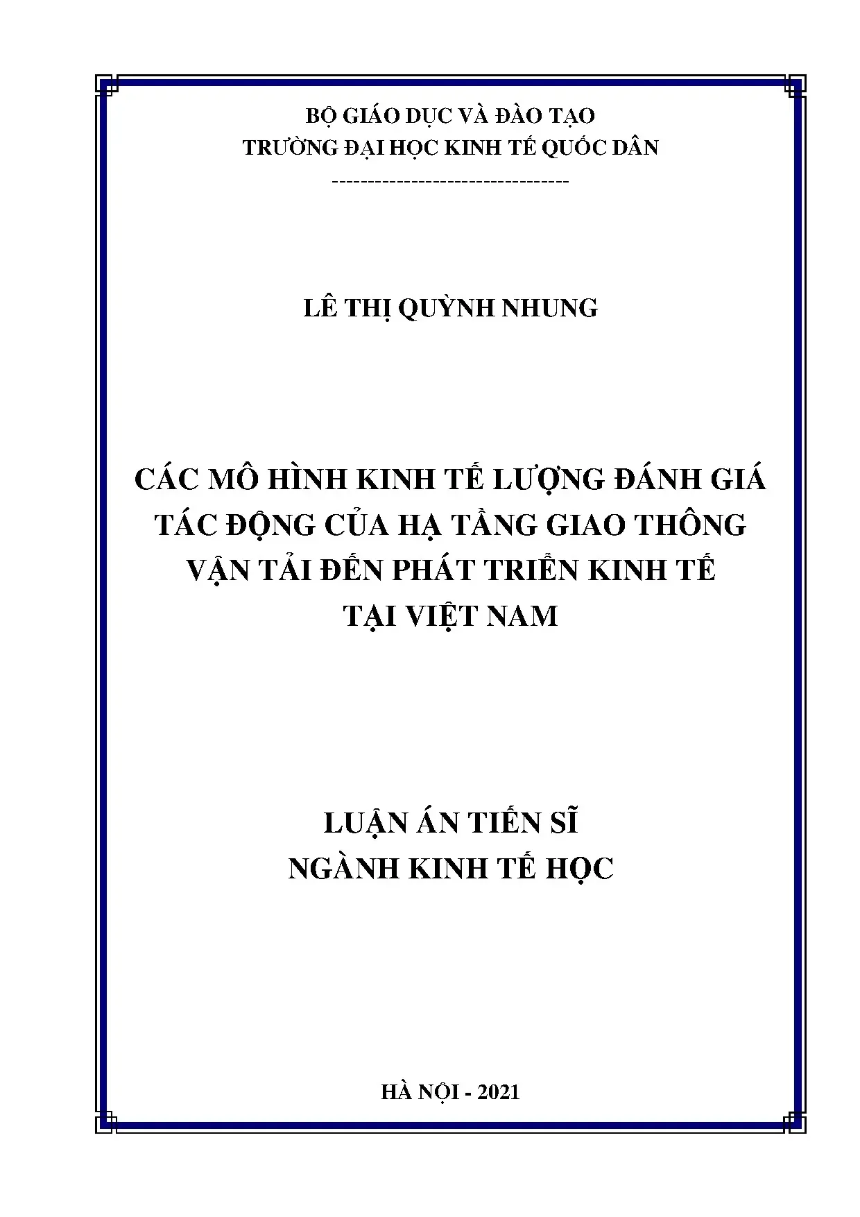 Luận án tiến sĩ các mô hình kinh tế lượng đánh giá tác động
